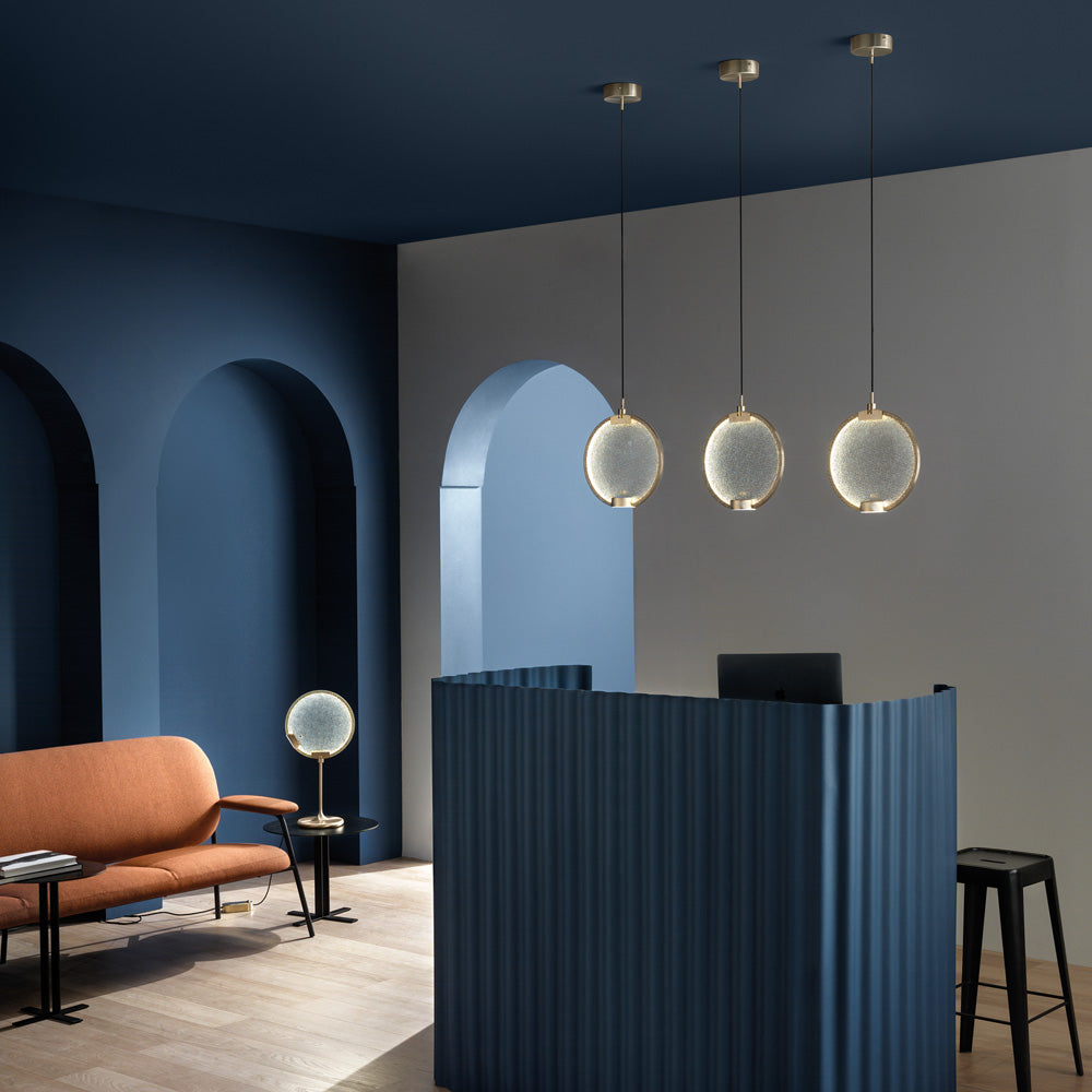 Modern Round Colored Glass Diffuser Chandelier