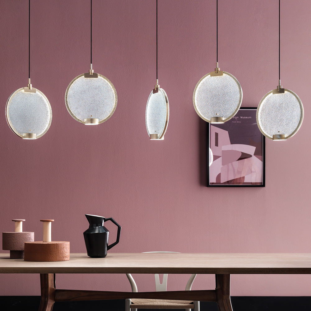 Modern Round Glass Diffuser Set of 5 Chandelier