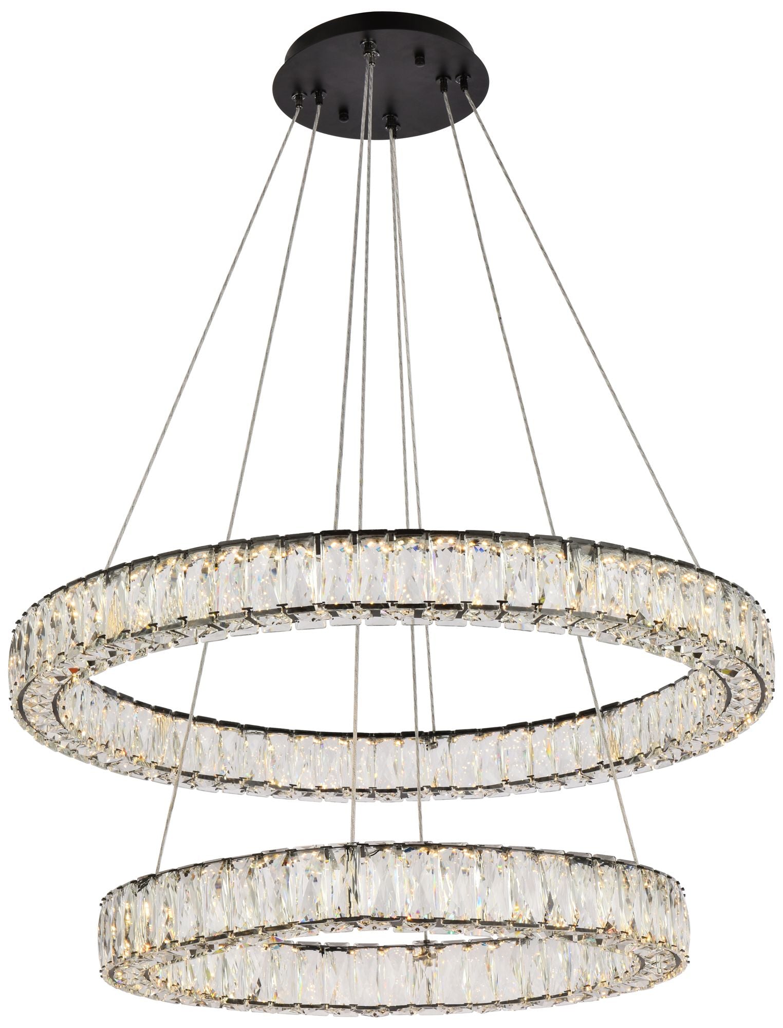 Monroe 32" Led Double Ring Chandelier in Black