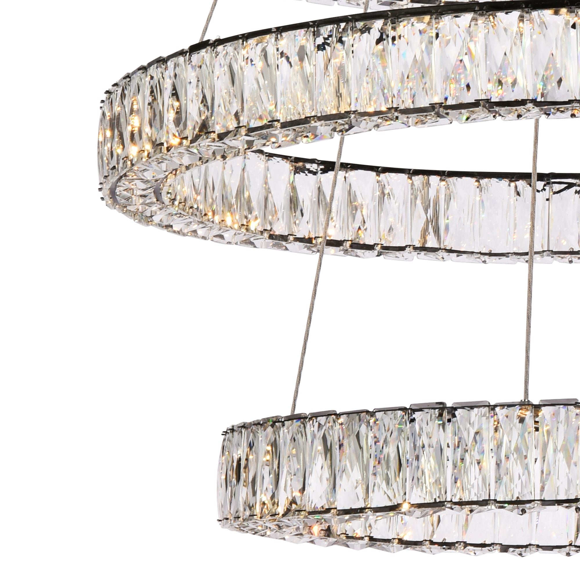 Monroe 41" Led Triple Ring Chandelier in Black