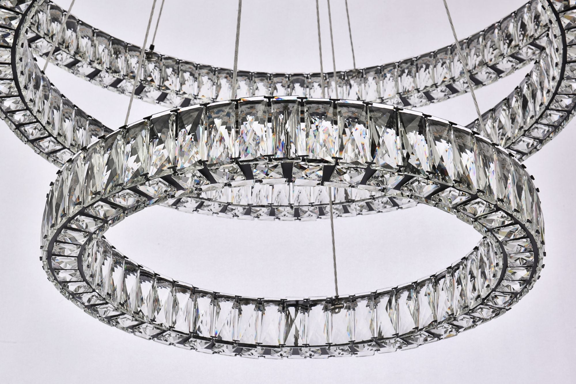 Monroe 41" Led Triple Ring Chandelier in Black