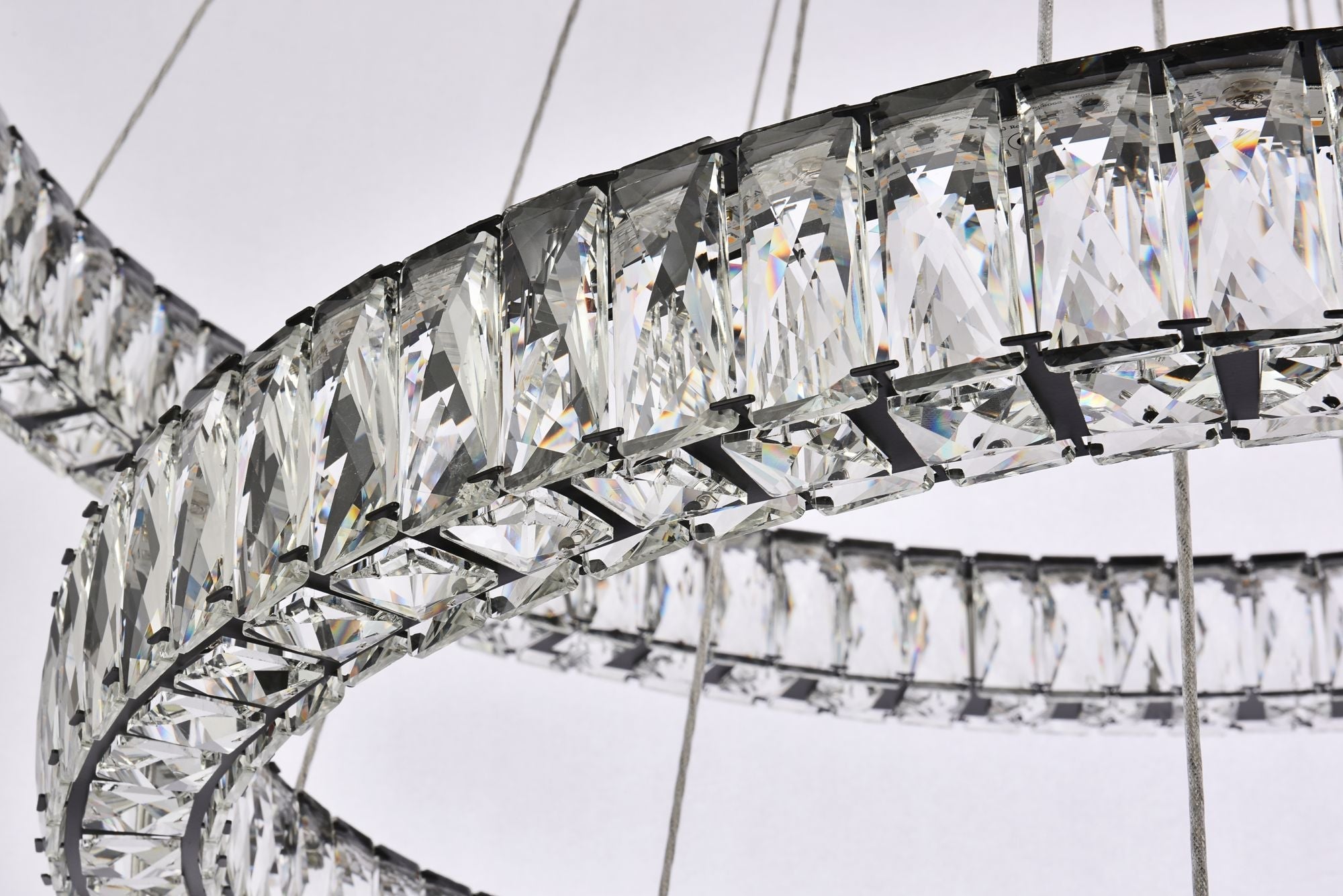 Monroe 41" Led Triple Ring Chandelier in Black