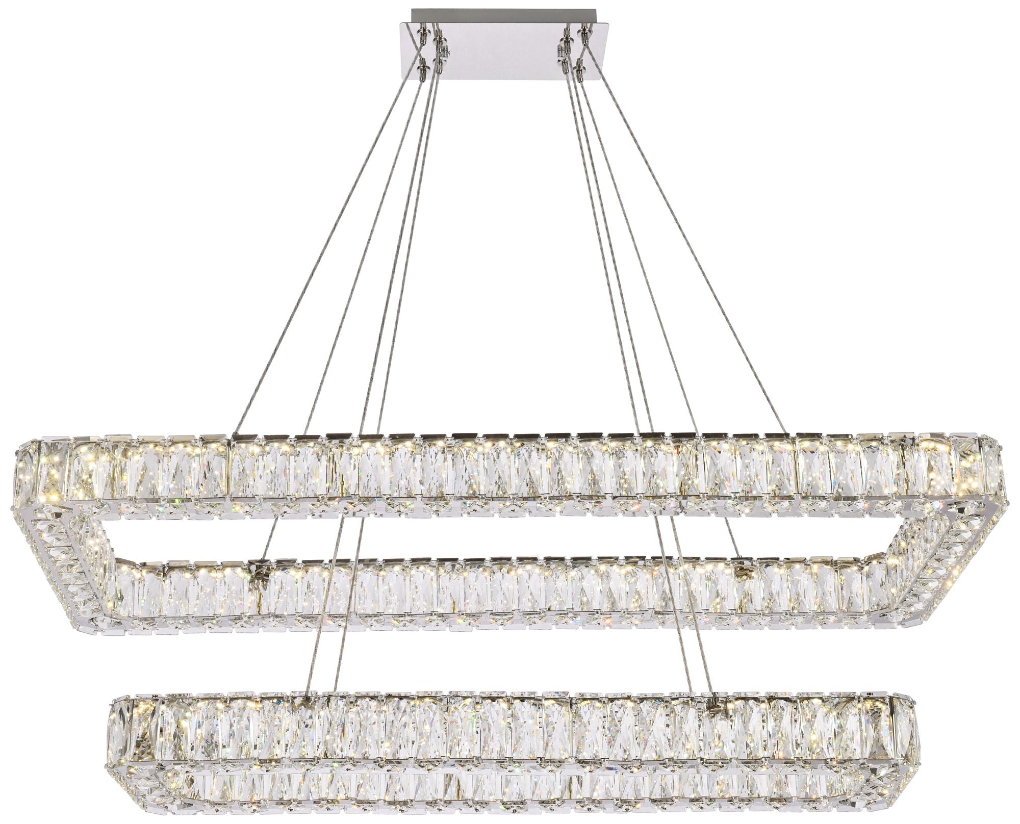 Monroe 42"W Chrome Crystals LED Double Chandelier