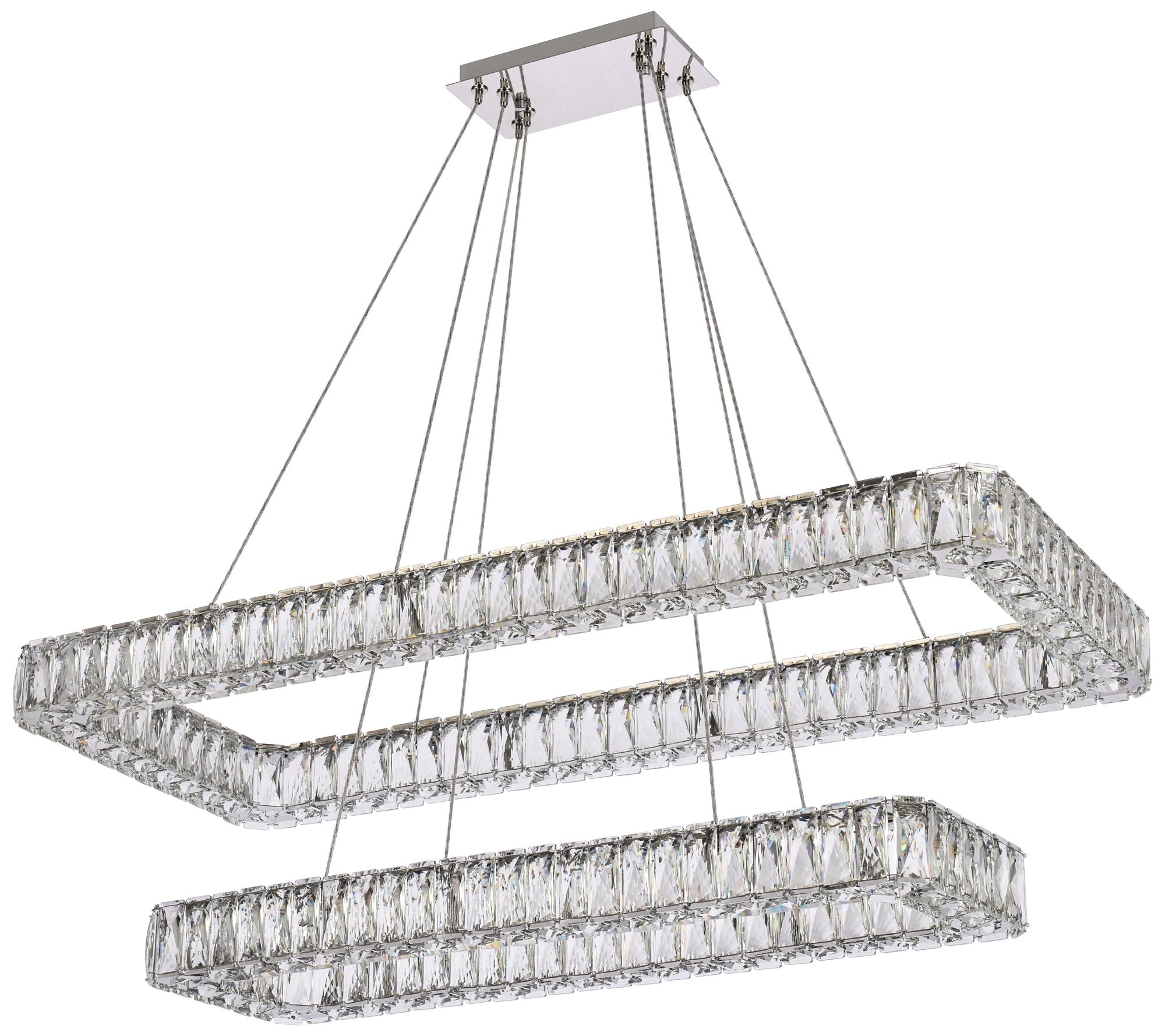 Monroe 42"W Chrome Crystals LED Double Chandelier