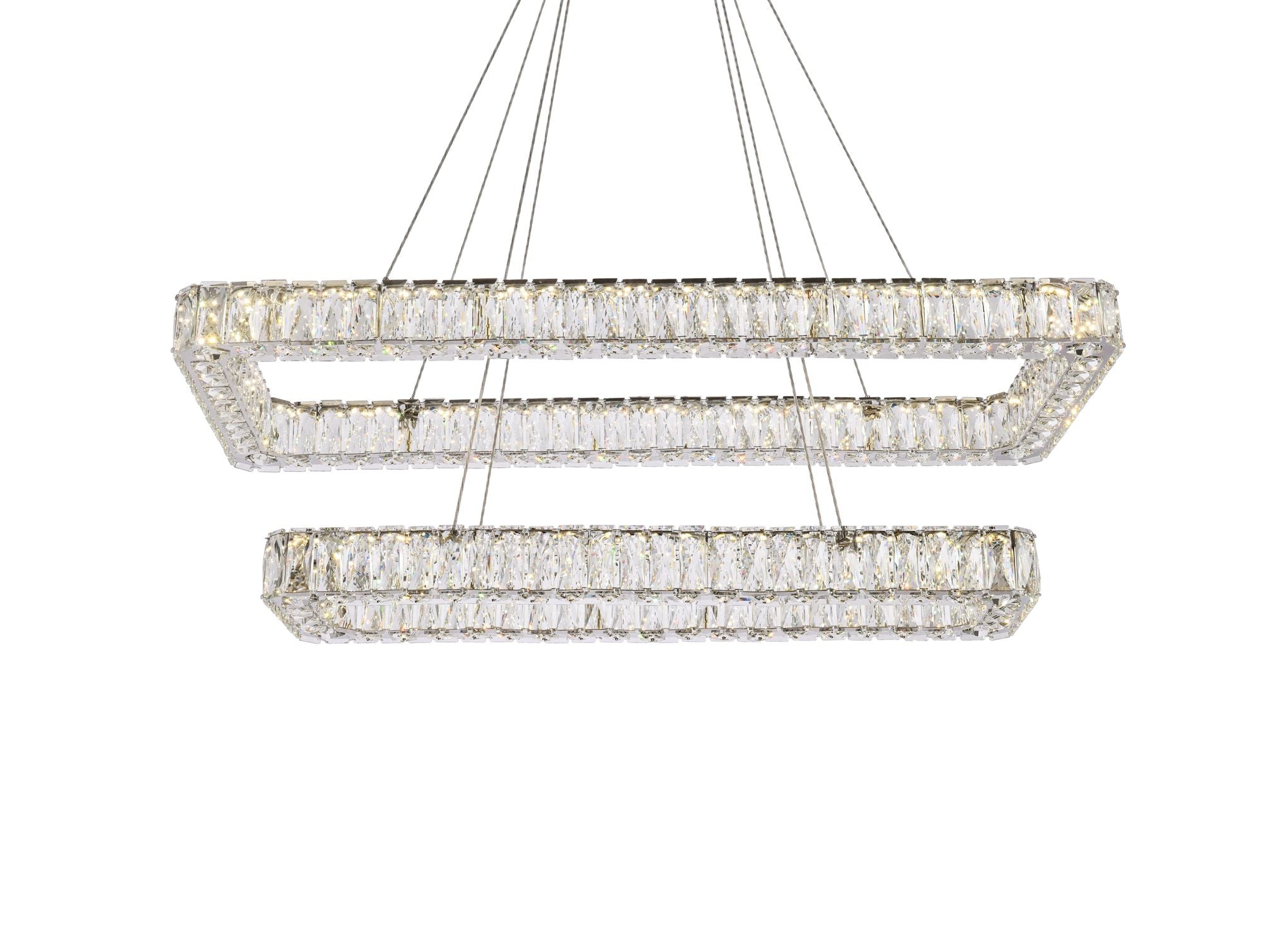 Monroe 42"W Chrome Crystals LED Double Chandelier