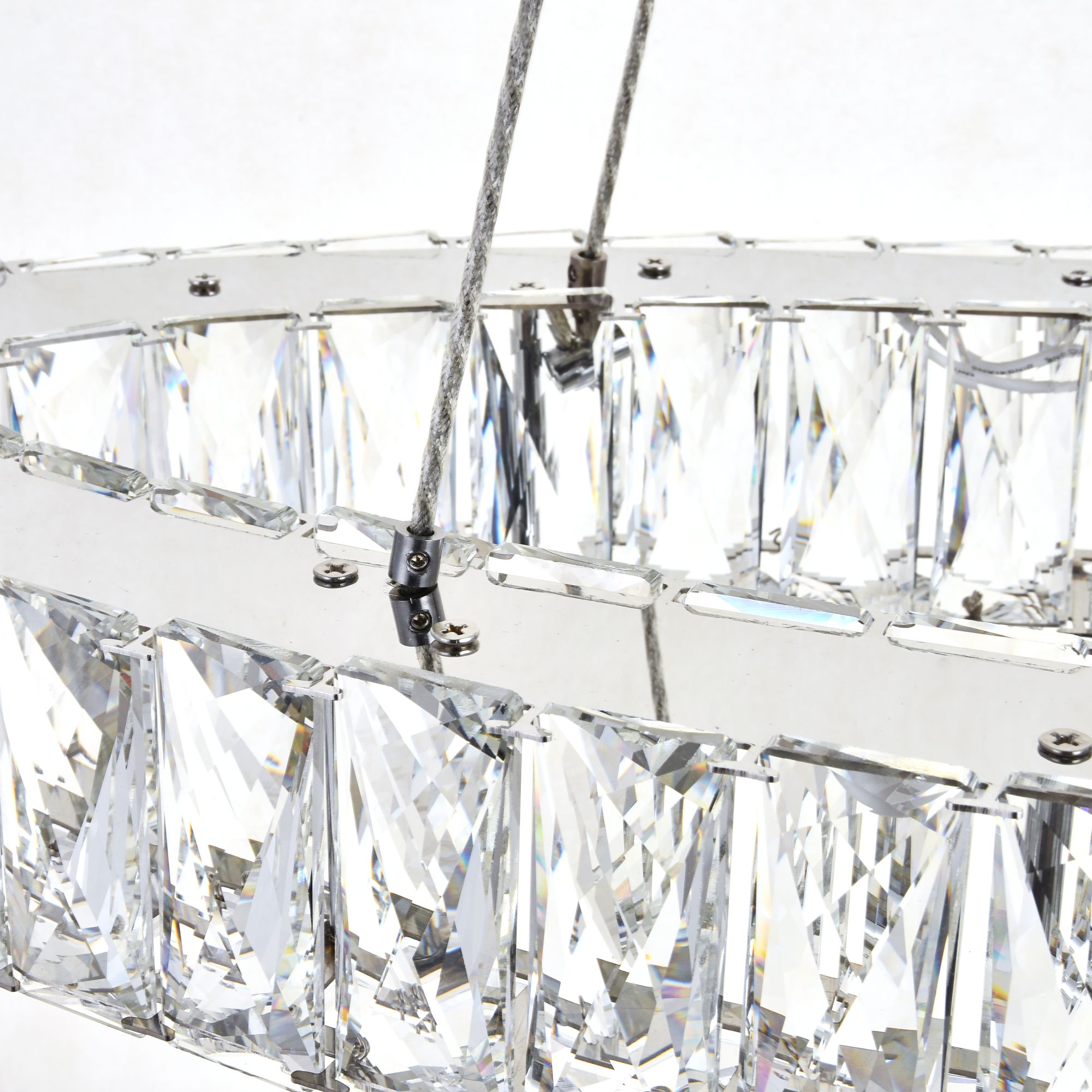 Monroe 48" Wide Chrome and Crystal 2-Tier Chandelier