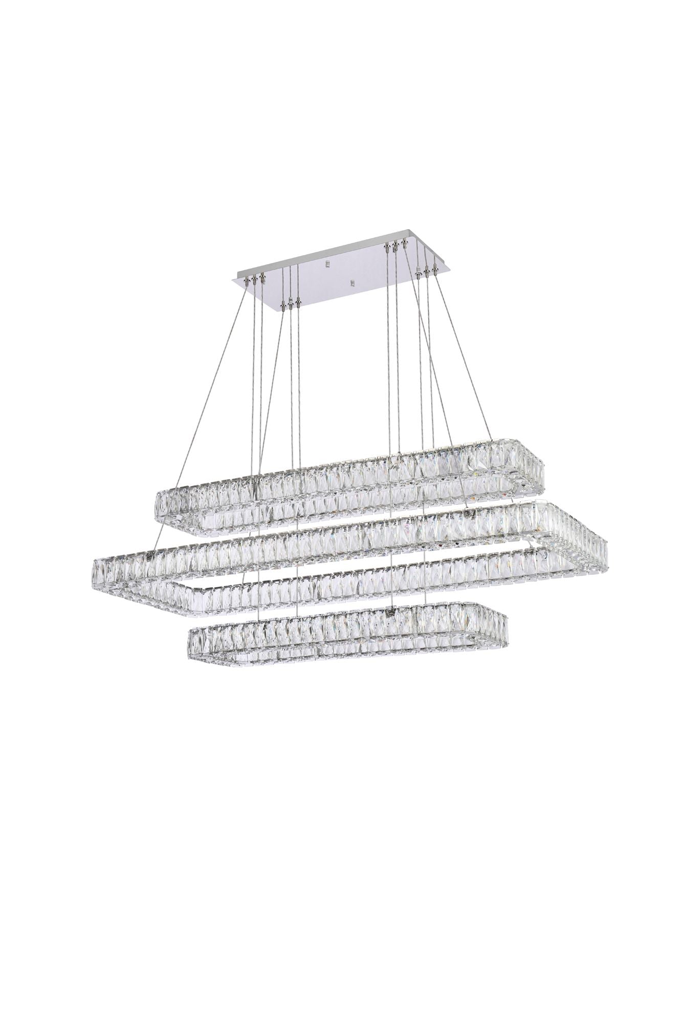 Monroe 50.25" Wide Chrome and Crystal LED Chandelier