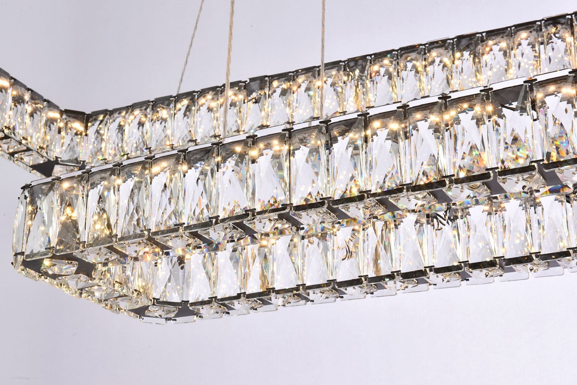 Monroe 50" Wide Black Crystal 3-Tier LED Chandelier