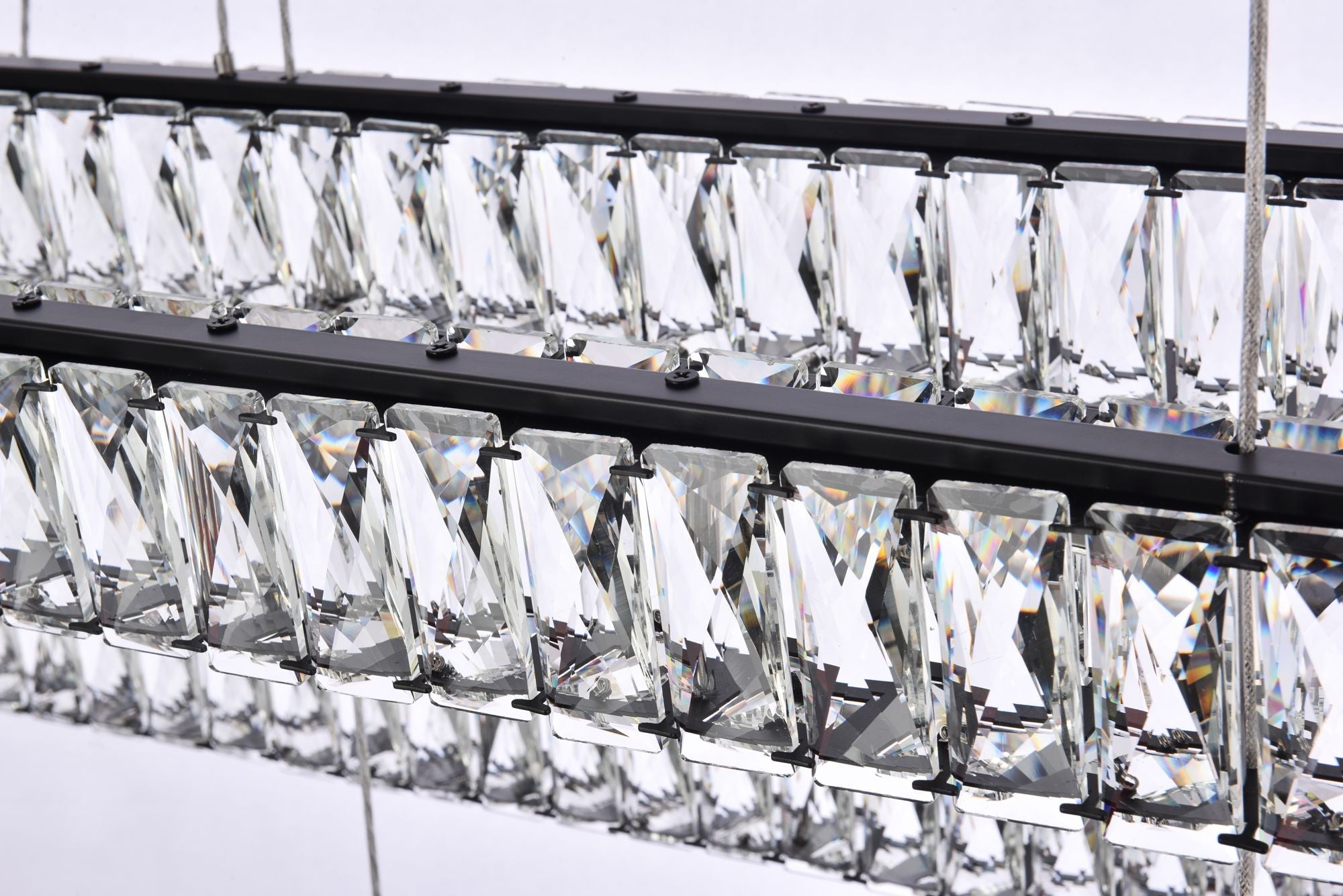 Monroe 50" Wide Black Crystal 3-Tier LED Chandelier