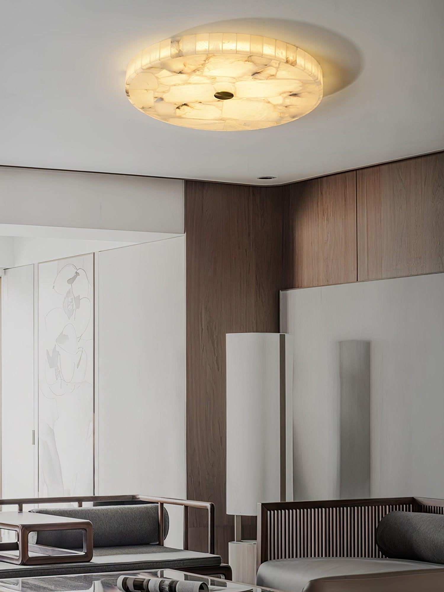 Mosaic Alabaster Round Ceiling Light