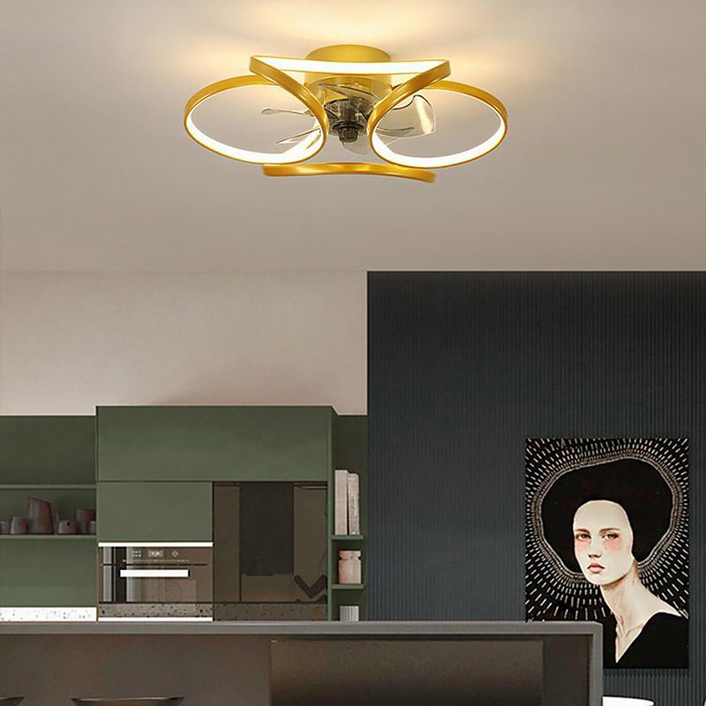 Flower LED Flush Mount Ceiling Fan Lights with Remote