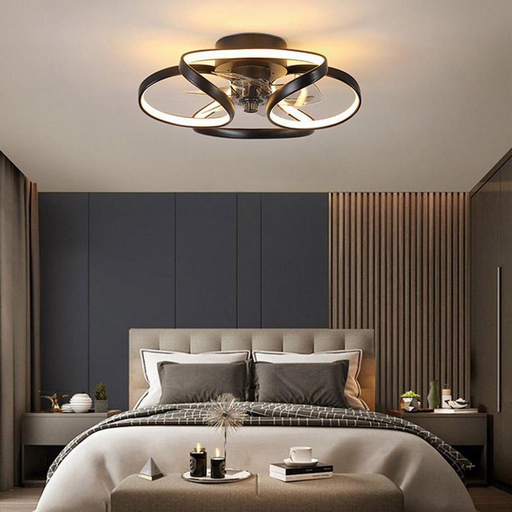 Flower LED Flush Mount Ceiling Fan Lights with Remote