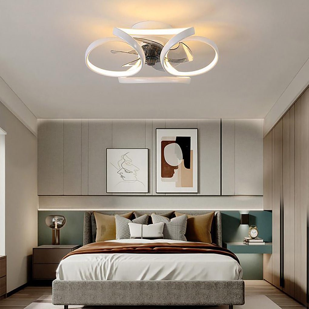 Flower LED Flush Mount Ceiling Fan Lights with Remote