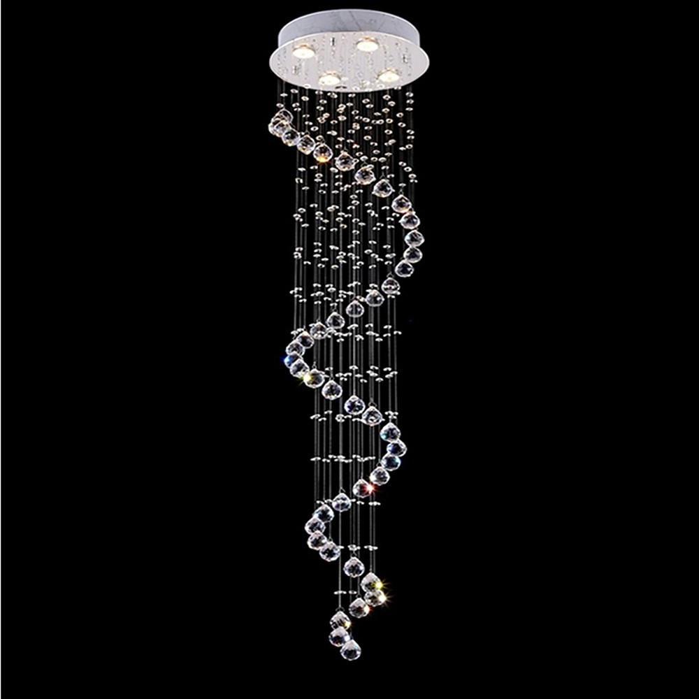 Spiraling Chandelier Crystal Electroplated Metal Light