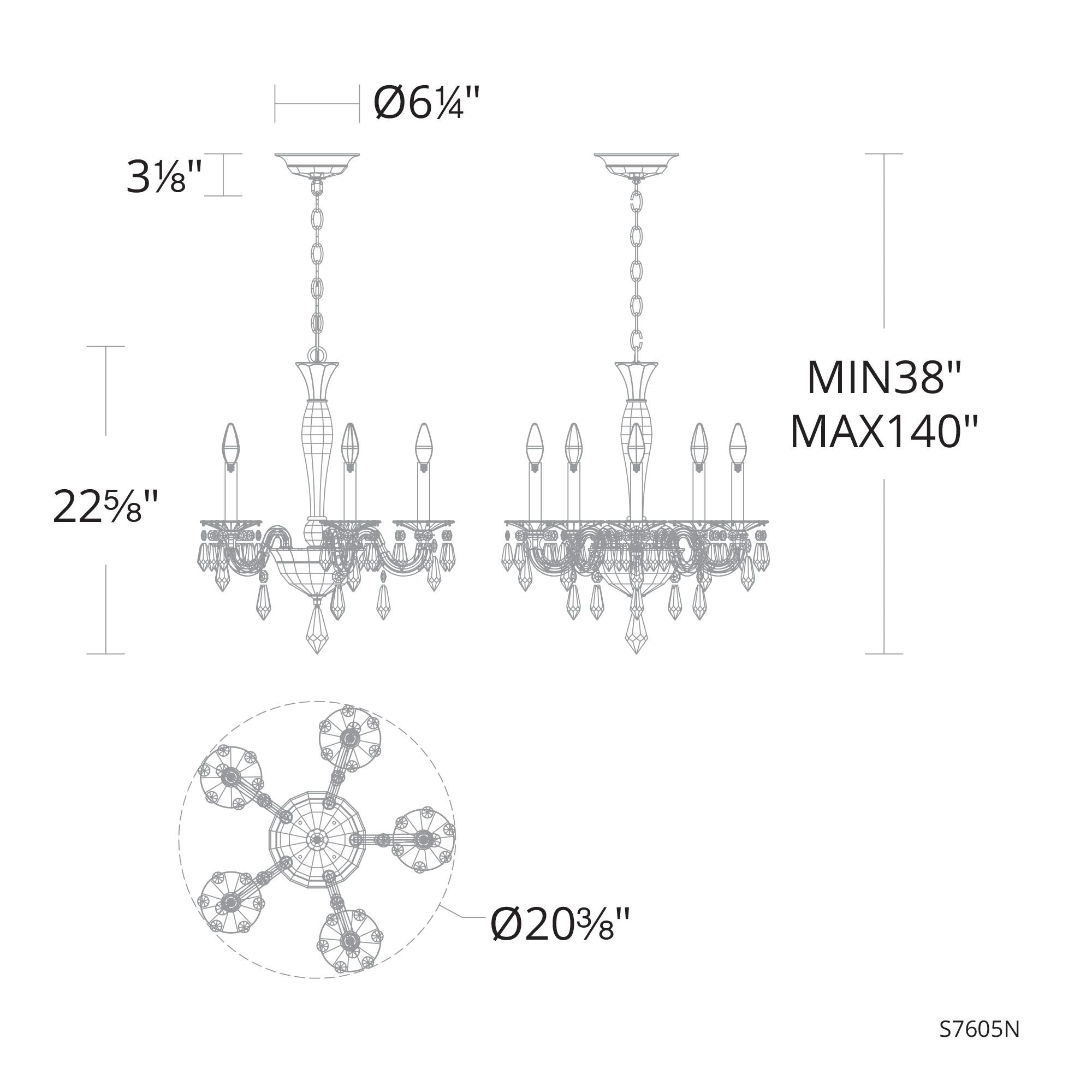 Napoli 22.6"H X 20.4"W 5-Light Crystal Chandelier in Hrlm