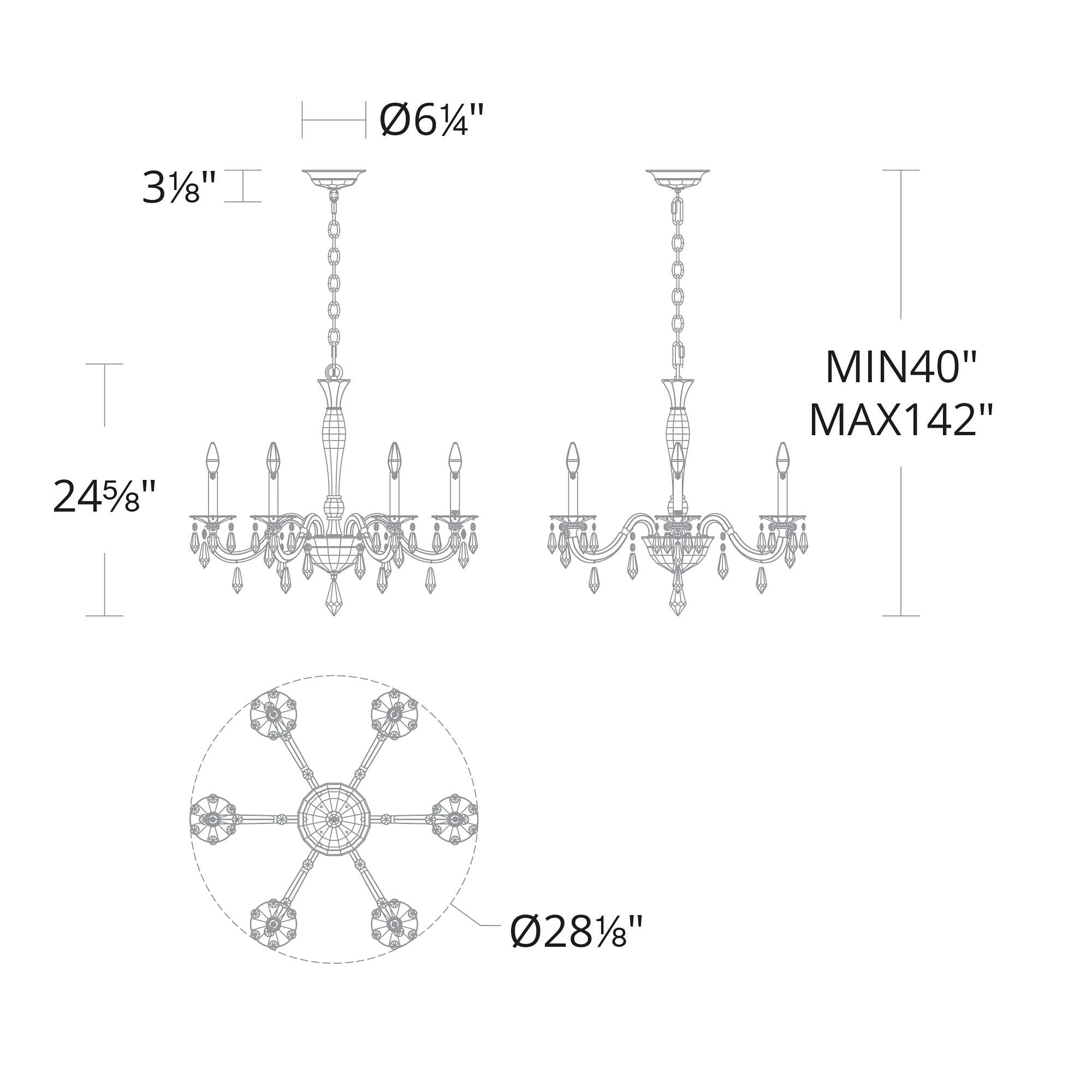 Napoli 24.6"H X 28.1"W 6-Light Crystal Chandelier in Hrlm