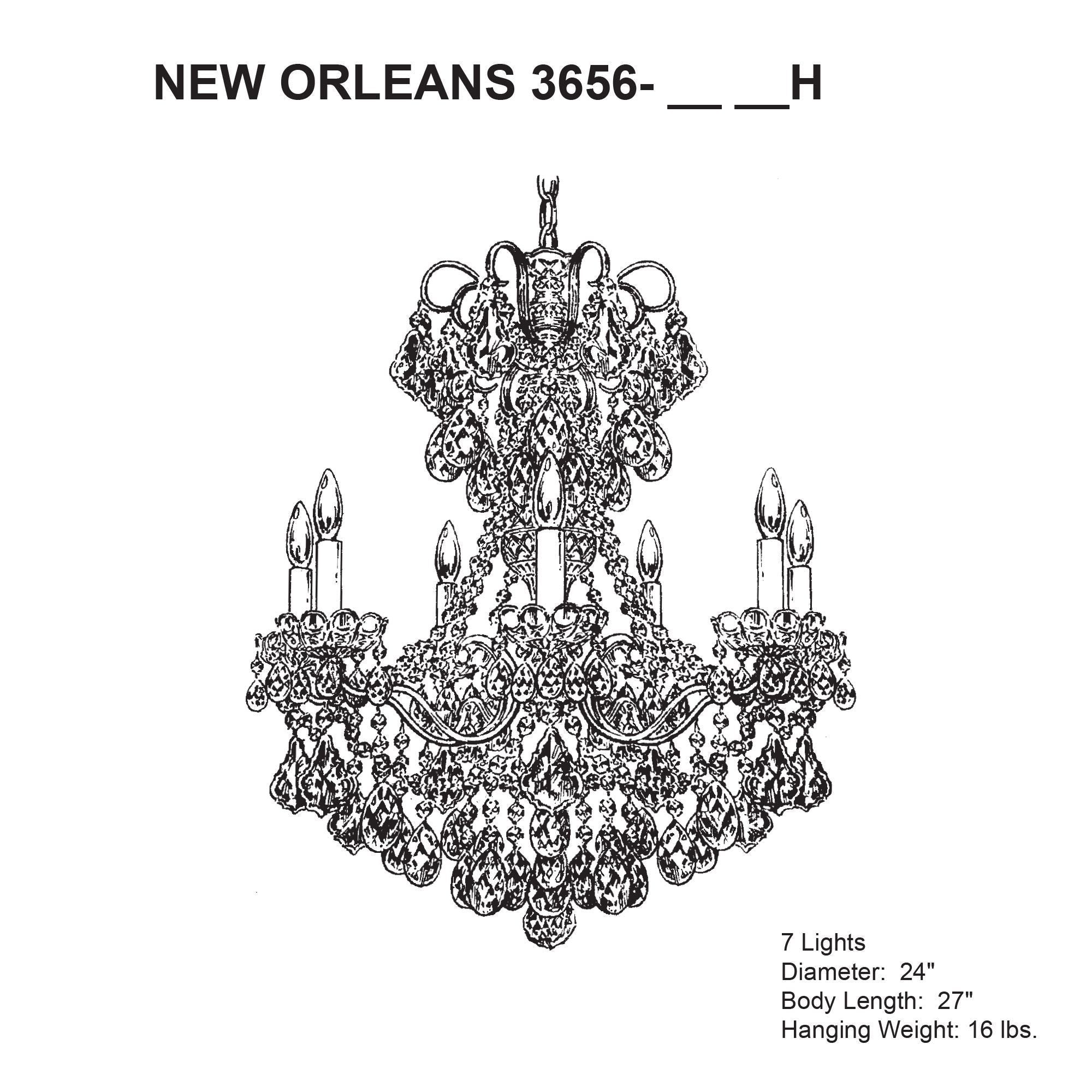New Orleans 27"H X 7-Light Crystal Chandelier