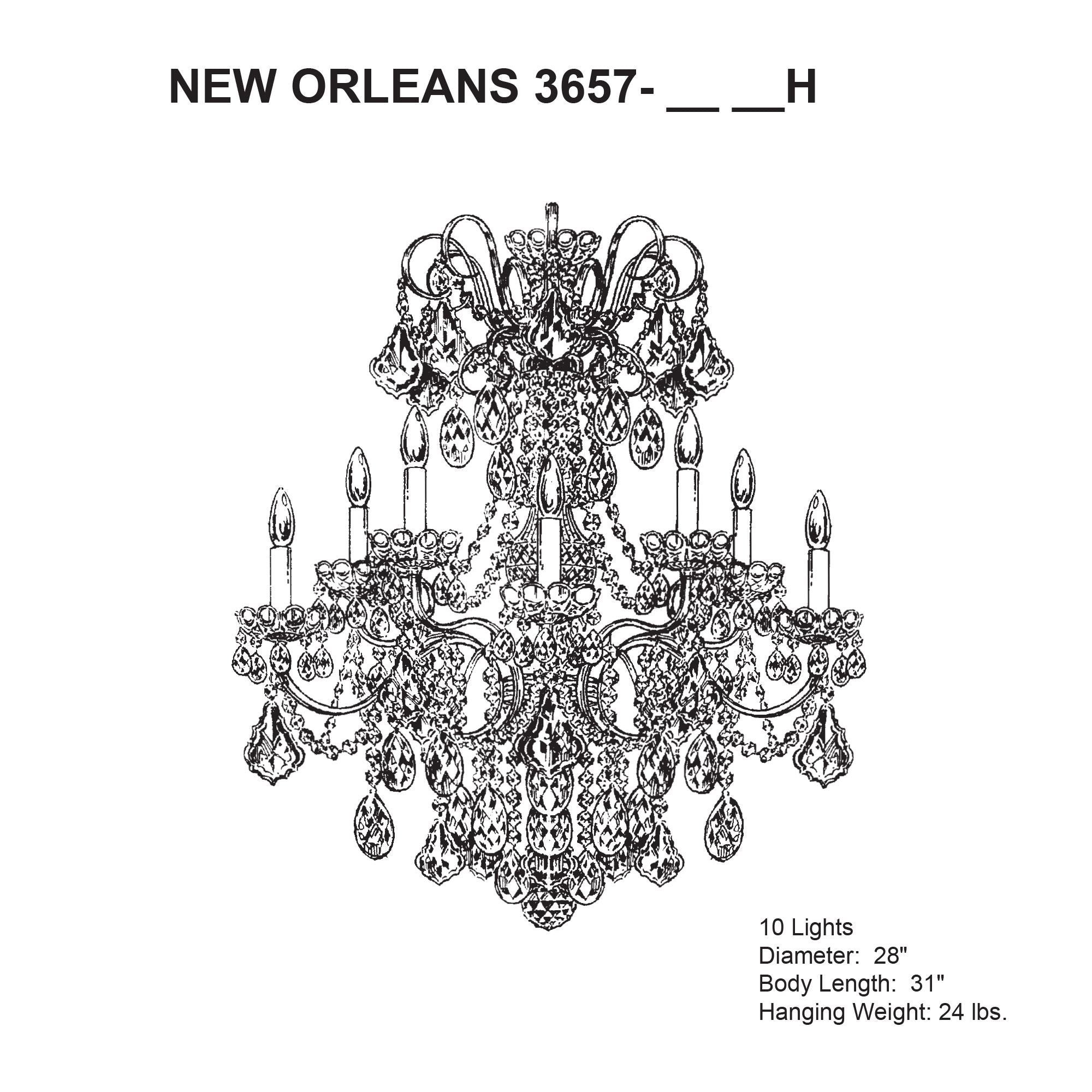 New Orleans 31"H X 10-Light Crystal Chandelier
