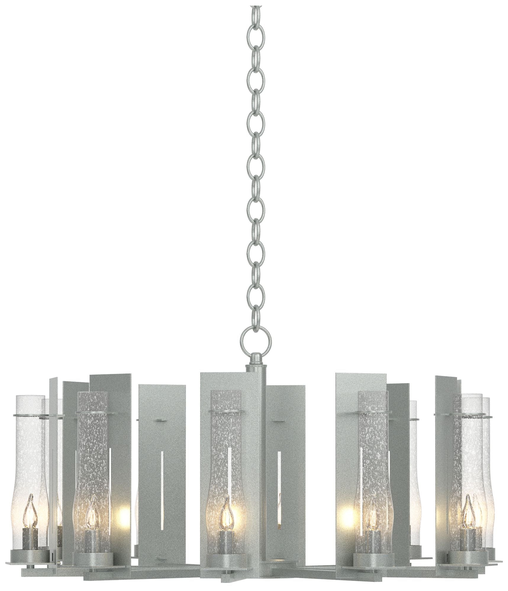 New Town 30"W 10 Arm Vintage Platinum Chandelier