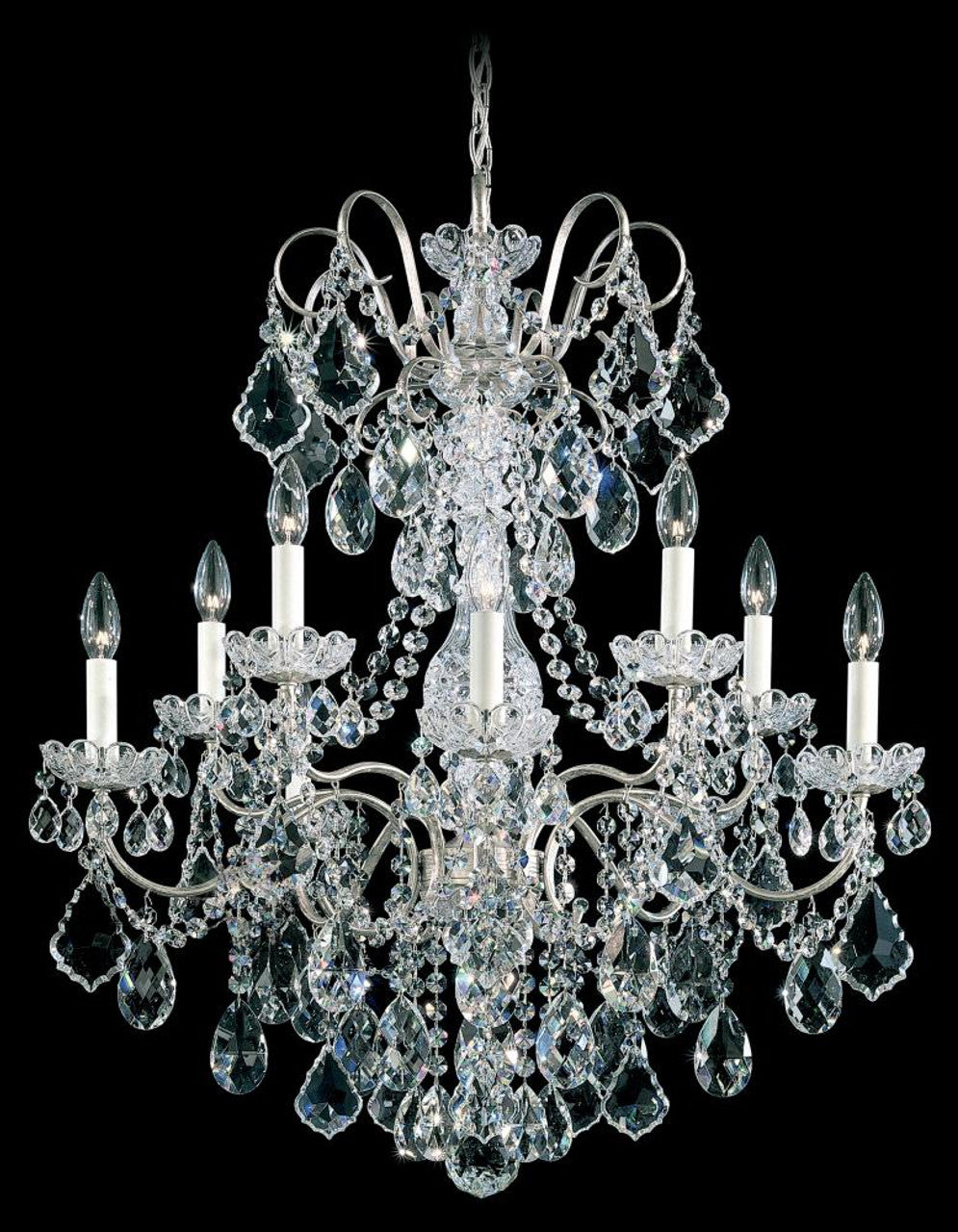 New Orleans Chandelier, 7-Light, Black Pearl, Clear Swarovski Crystal, 24"W (3656-49S 1E4YZ)