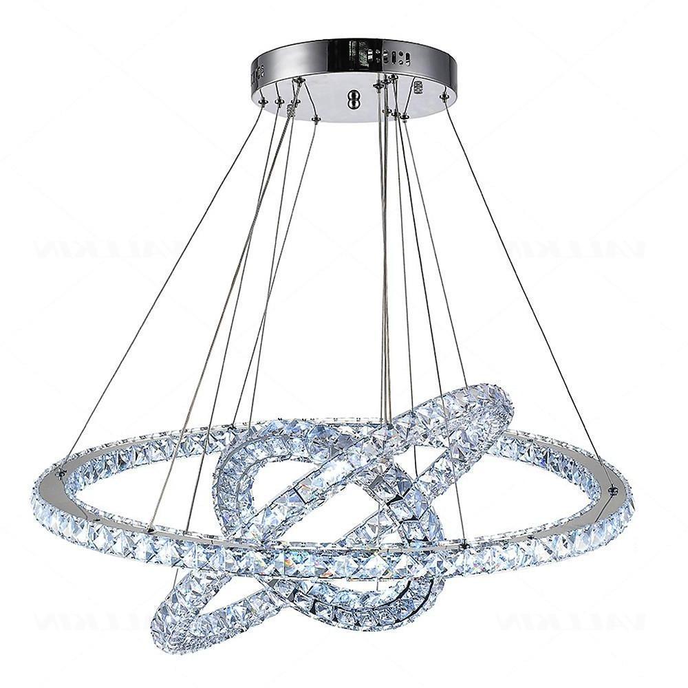 LED 3 Rings Gold Crystal Chandelier Concentric Circles
