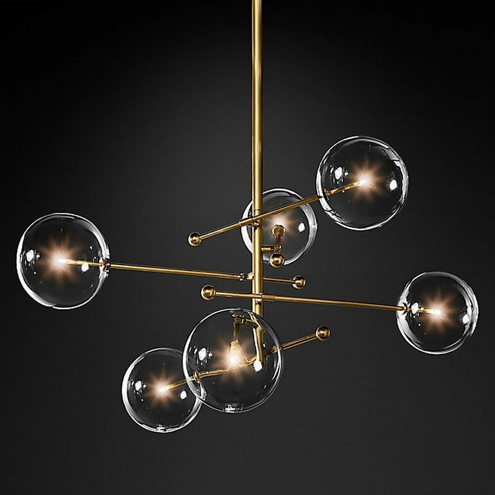 Geometrical Globe Chandelier Lamp Metal Glass Kitchen