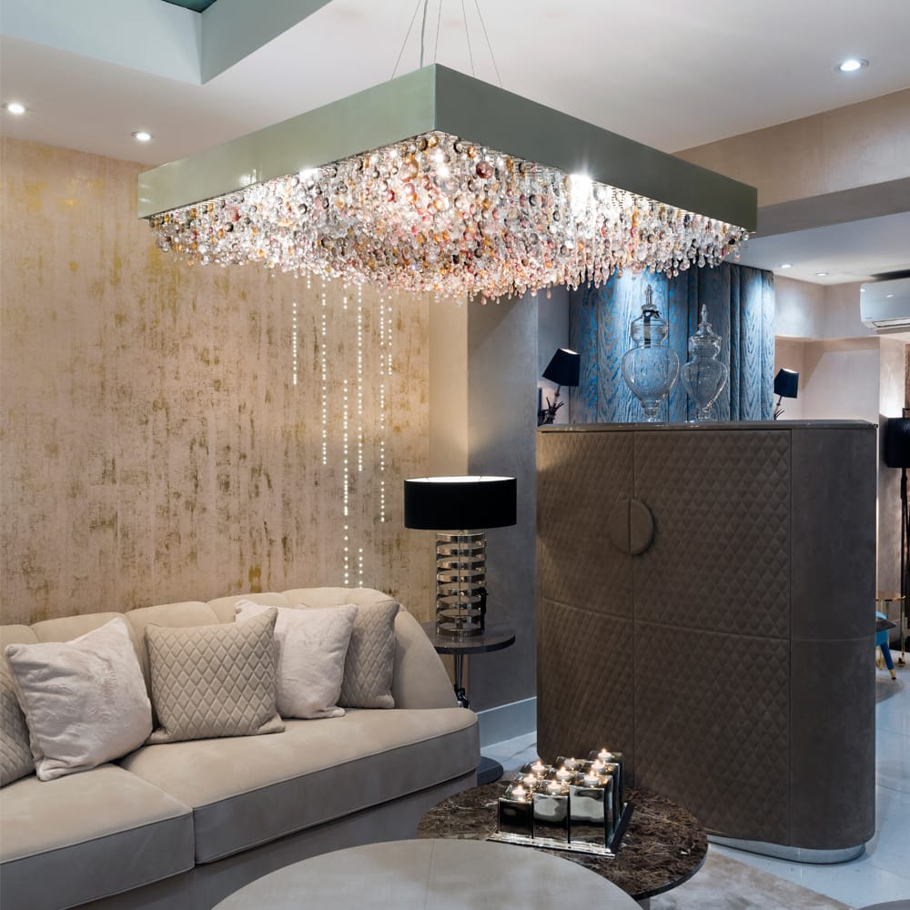 Opulent Multicolor Modern Square Chandelier