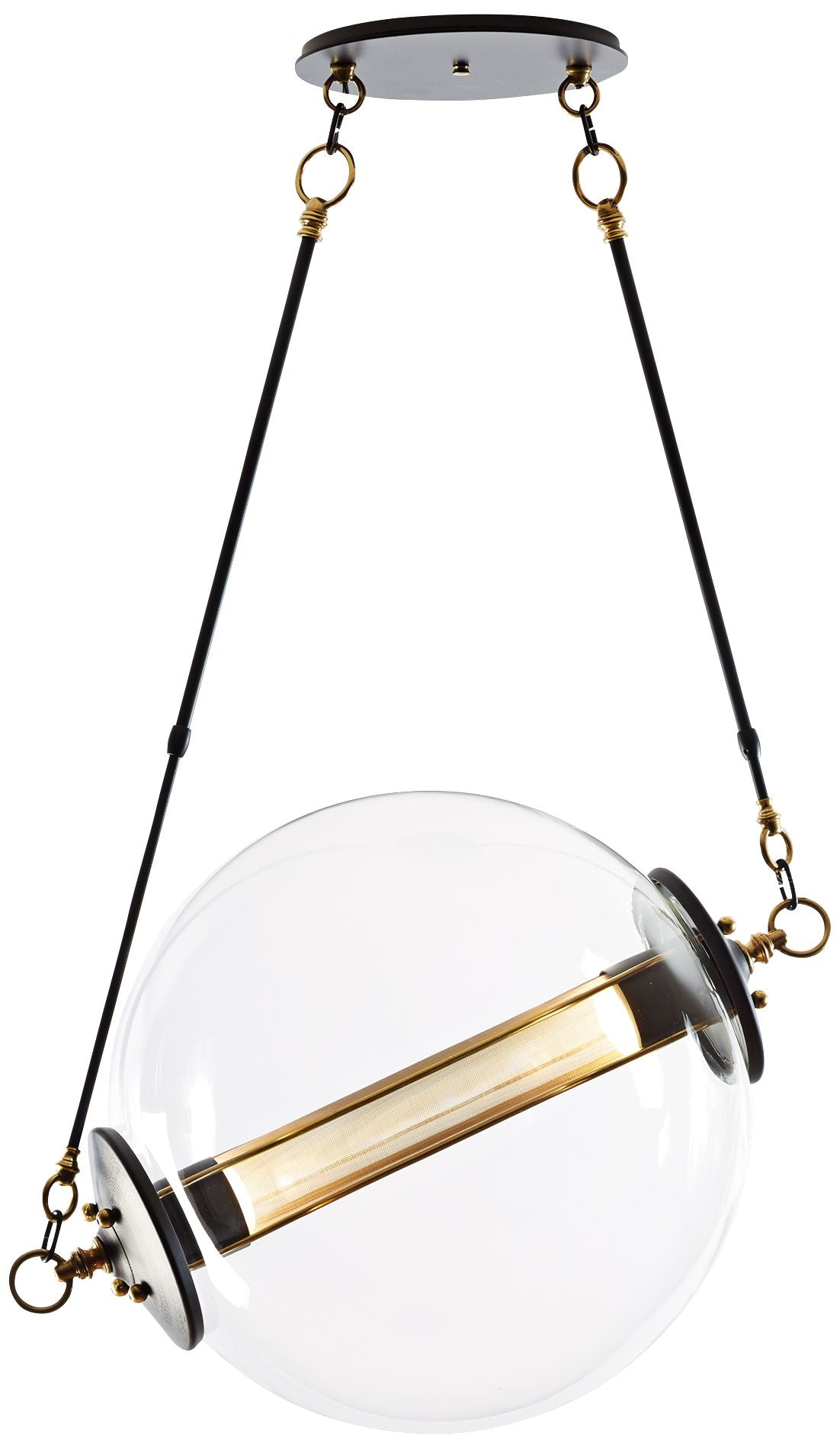 Otto 28 1/2" Wide Brass with Black Pendant Light detail view 2