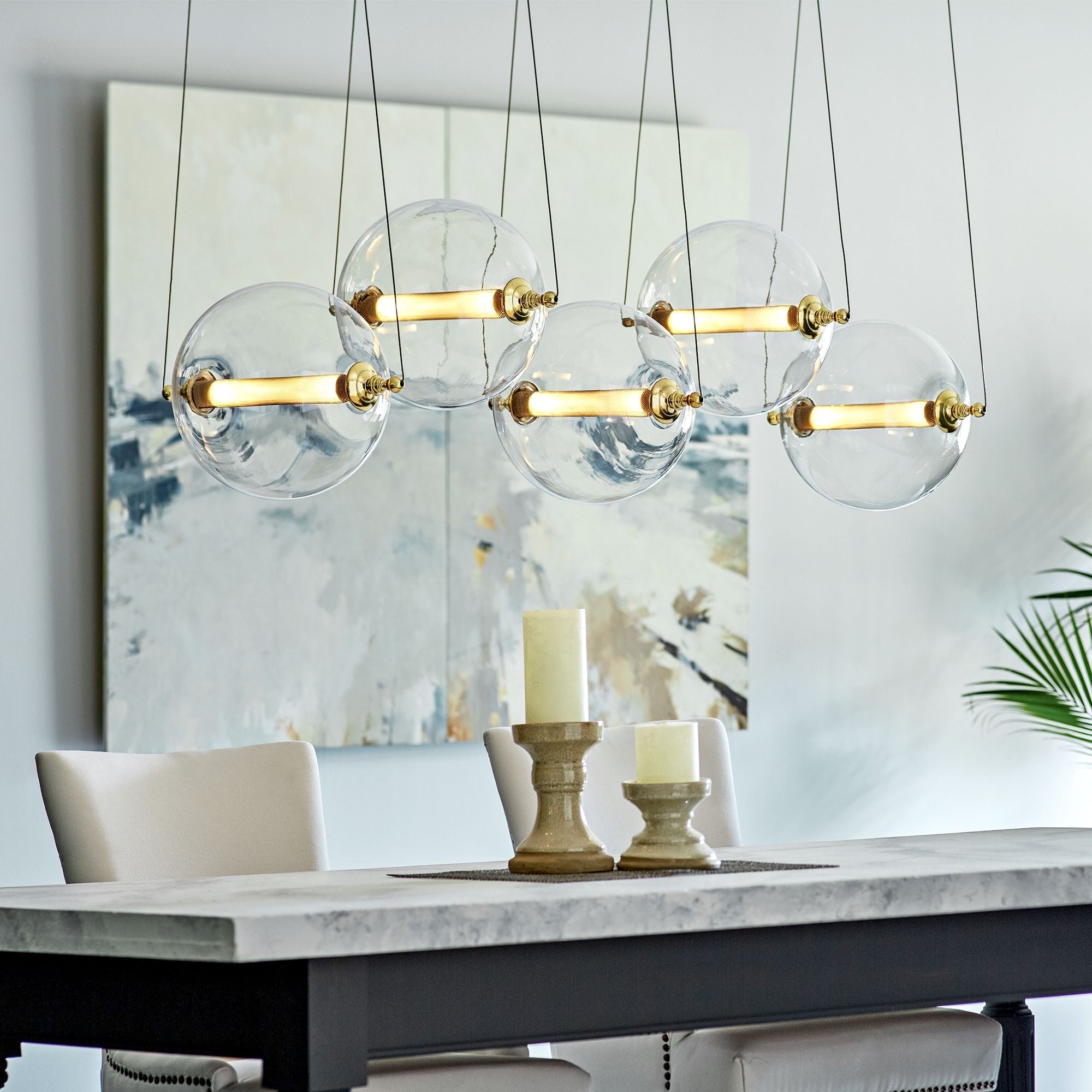 Otto Sphere 57" Wide 5-Globe Black Chandelier