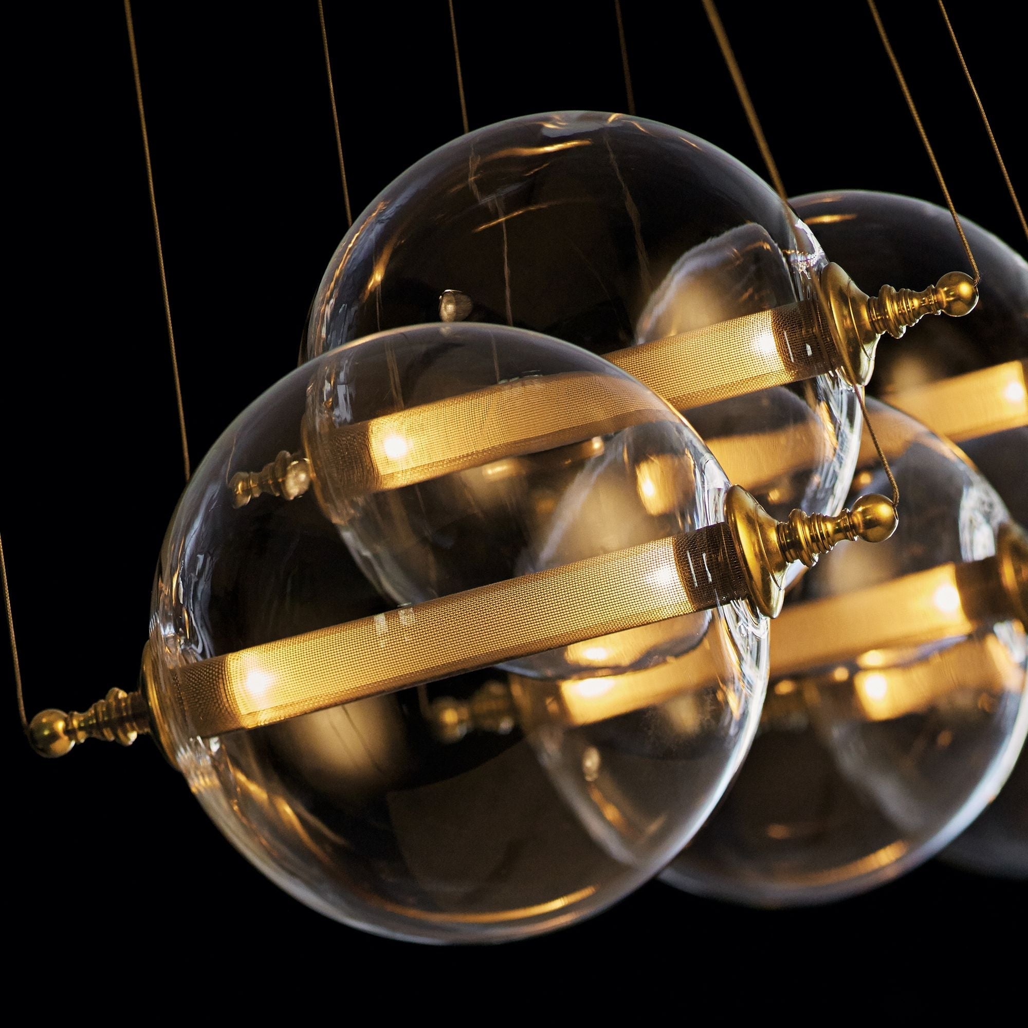 Otto Sphere 57" Wide 5-Globe Black Chandelier