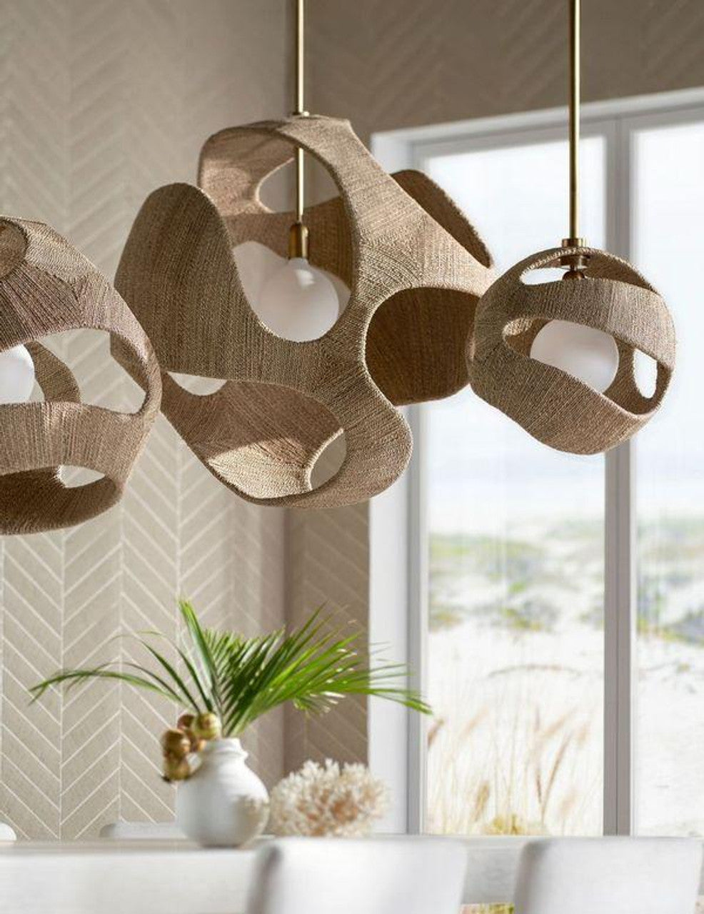 Landon Pendant, 2-Light, LED, Warm Brass, 29"H ALWKJ)