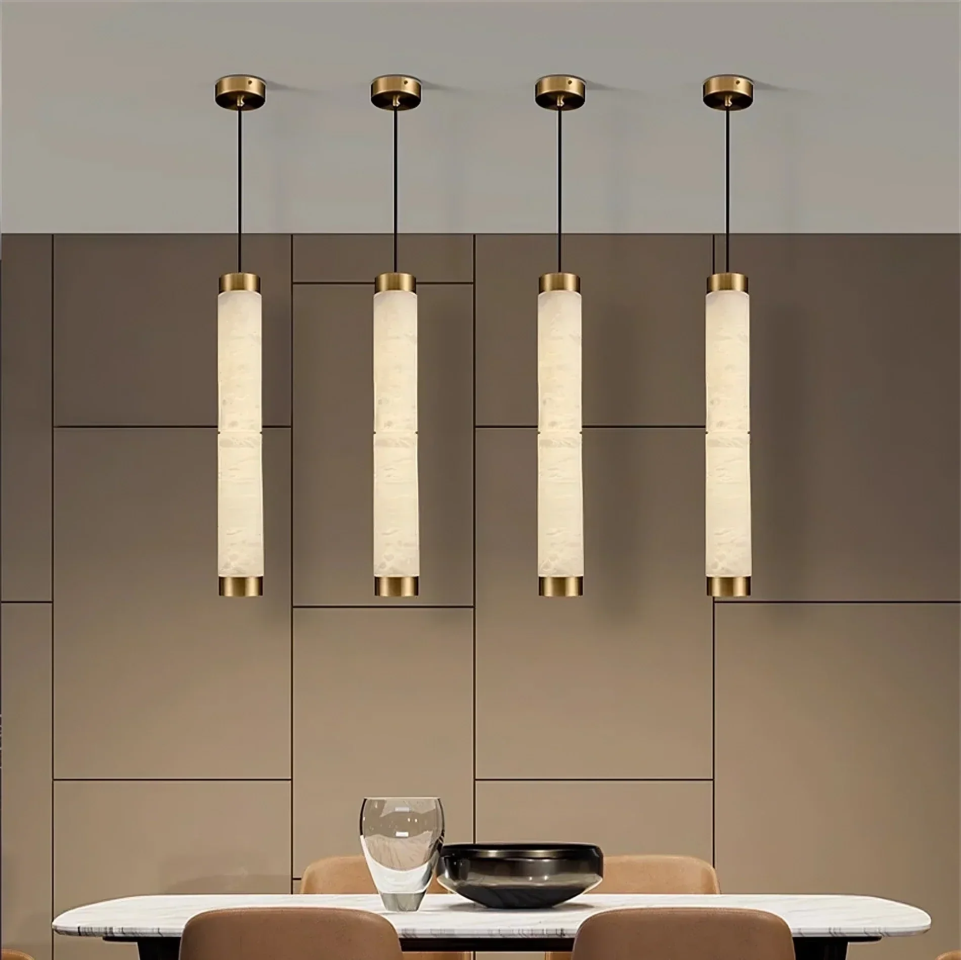 23" Natural Marble Pendant Light