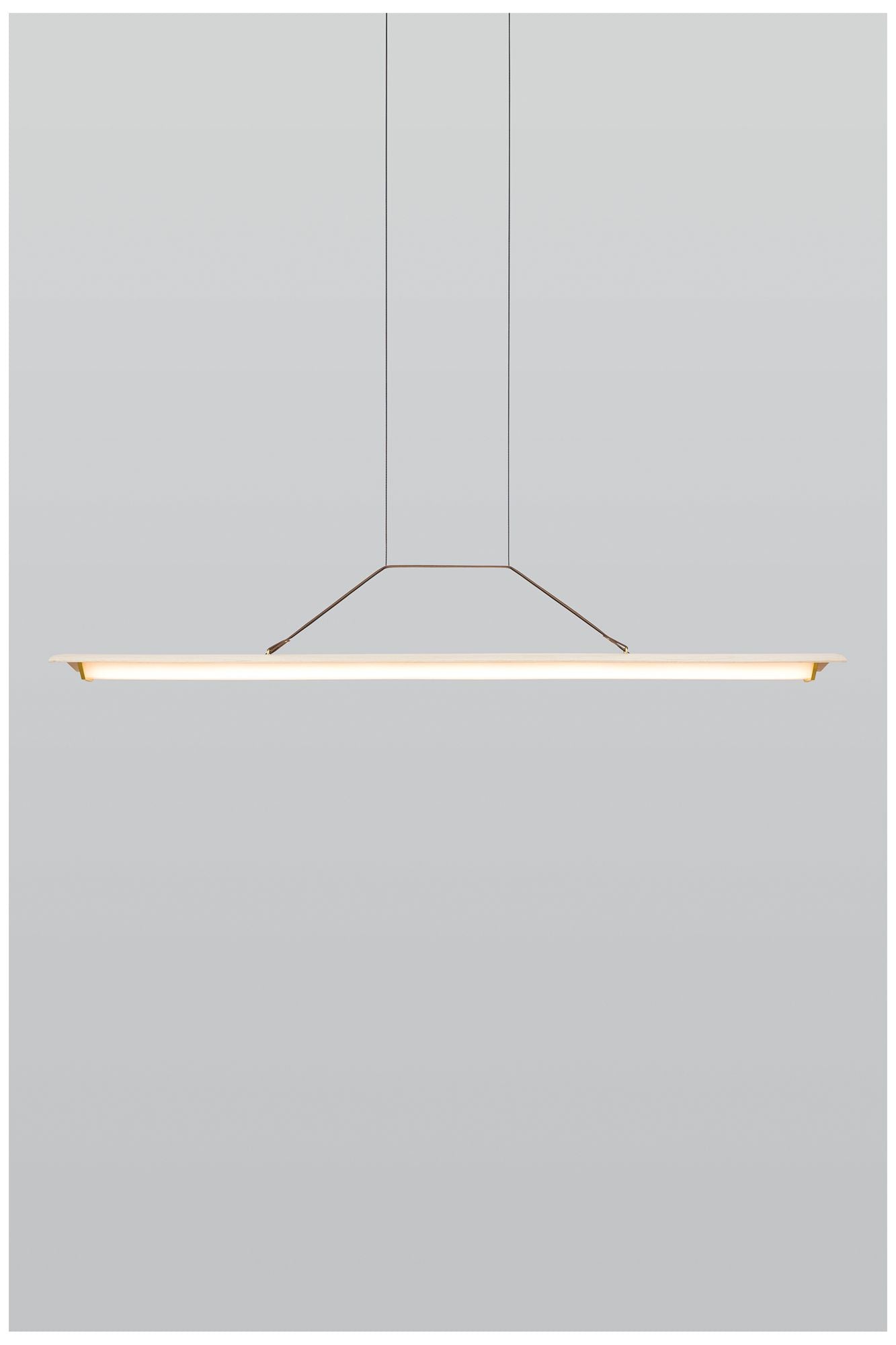Penna 64.5" Brushed Brass & White Washed Oak Chandelier