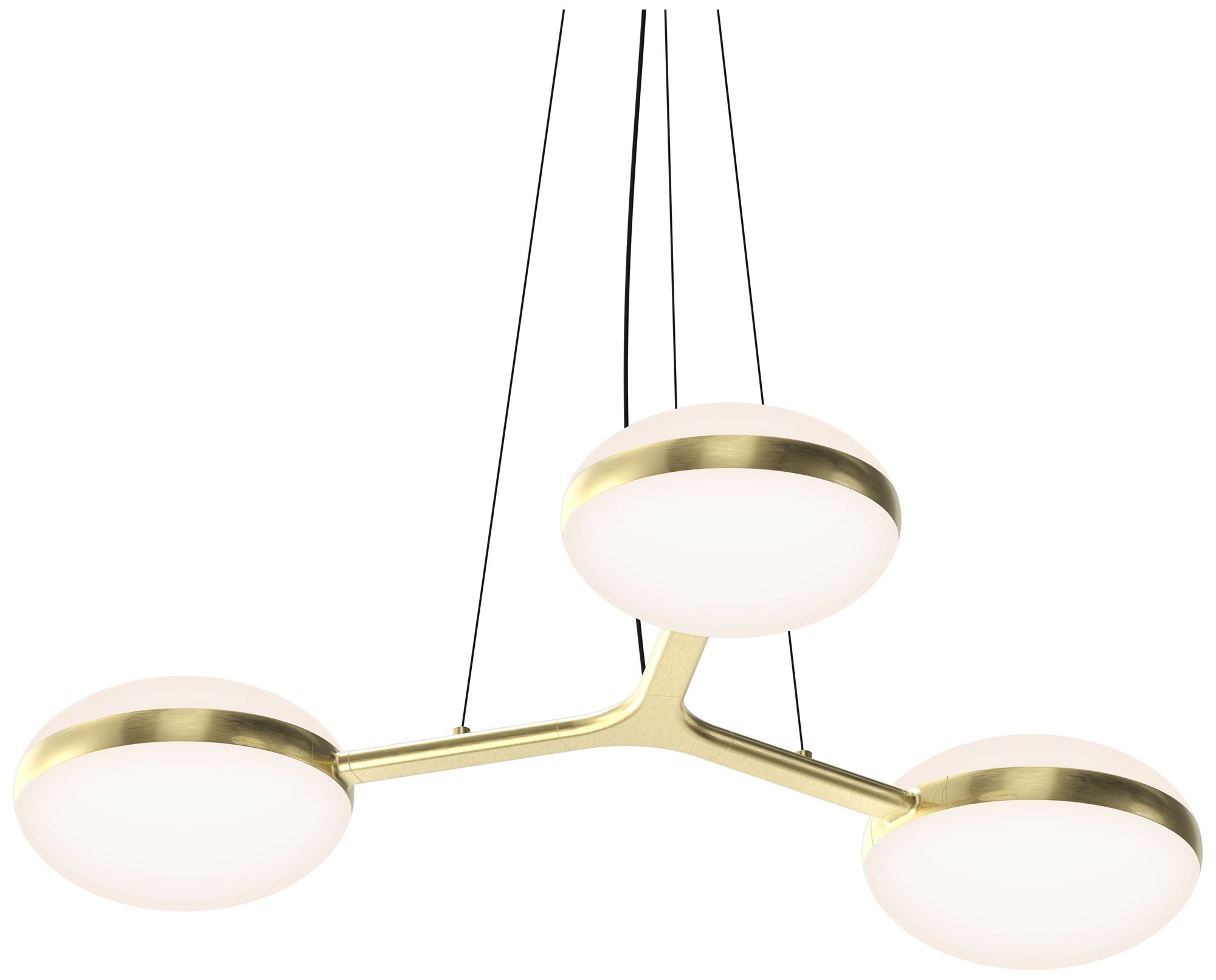 Pillows 35.5" Wide Brass Triple Pendant Chandelier