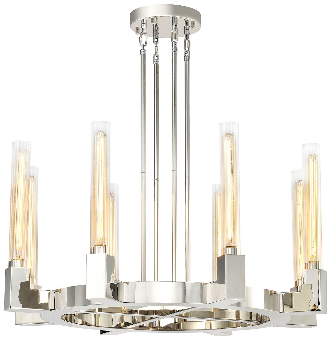 Placid 8-Light 32-Inch Polished Nickel Wheel Chandelier