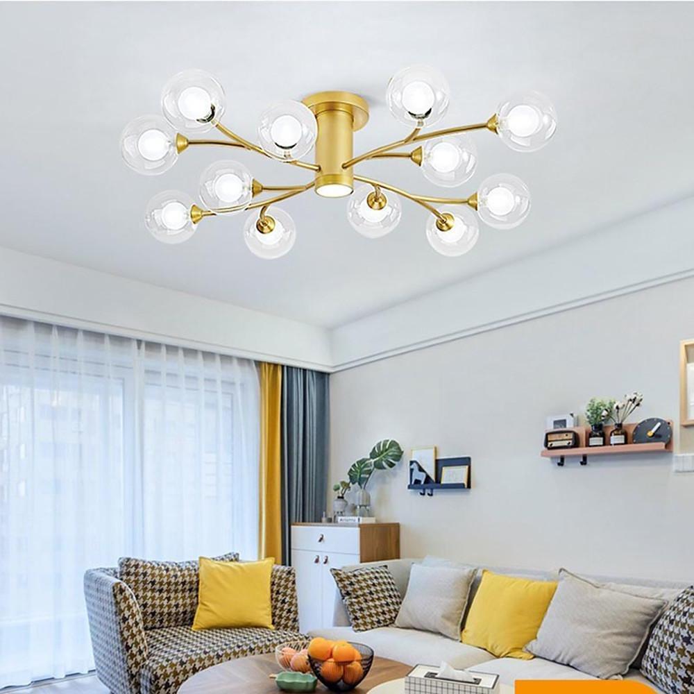 Globe Metal Glass Industrial LED Flush Mount Ceiling