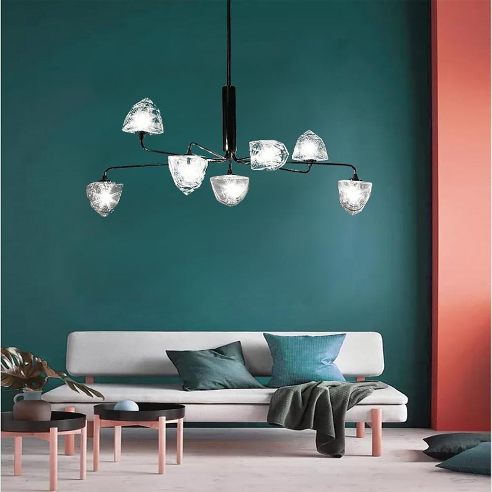 Mini Sputnik Chandelier Light Metal Glass LED for Room