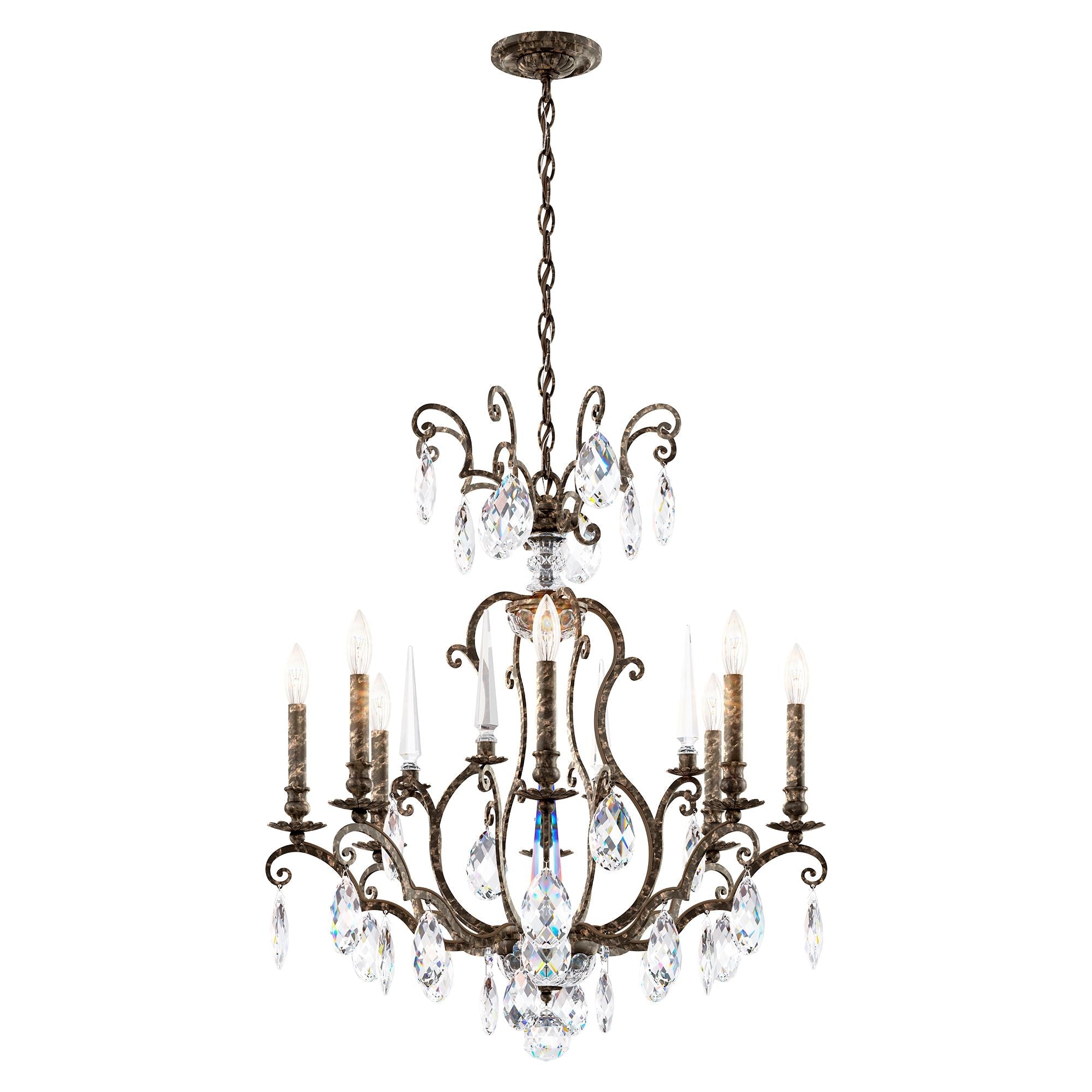 Renaissance Nouveau 31"H X 32"W 8-Light Crystal Chandelier
