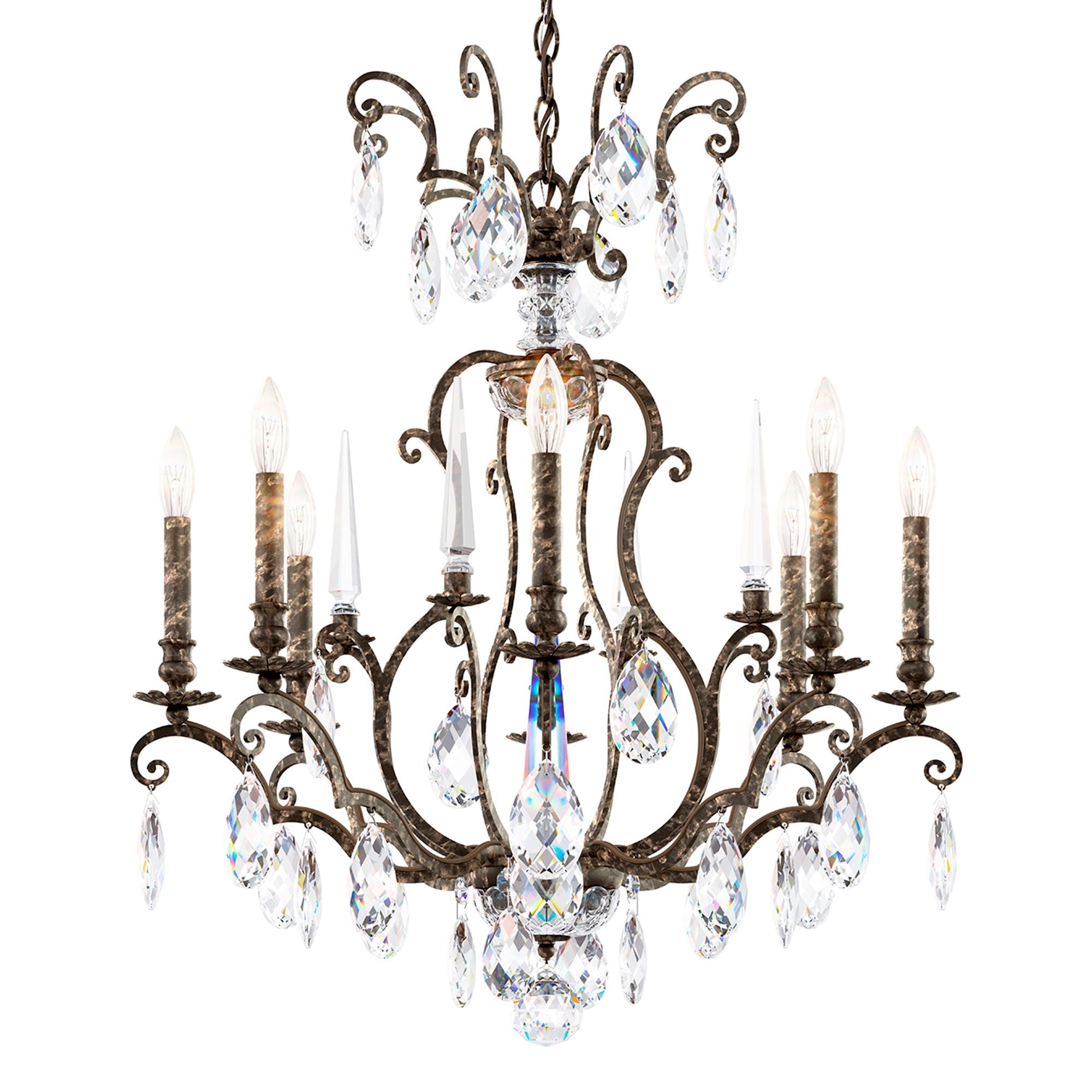 Renaissance Nouveau 31"H X 32"W 8-Light Crystal Chandelier