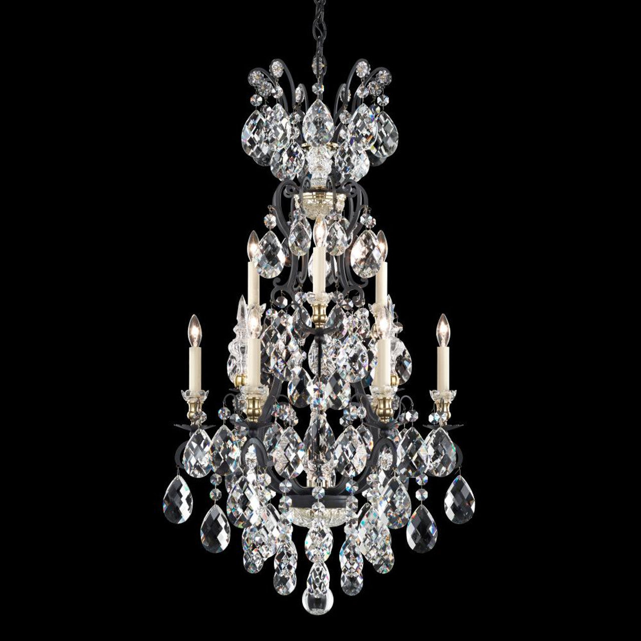 Renaissance Chandelier, 16-Light, Black, Clear Swarovski Crystal, 38"W (3773-51S 1HZRM7)