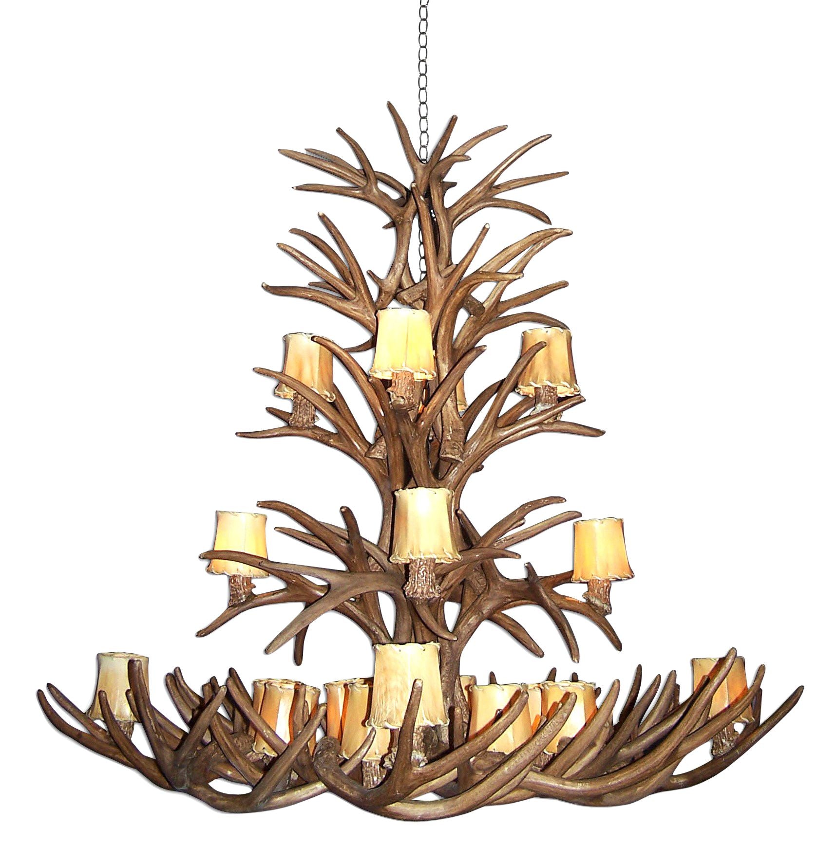 Resin Reproduction Antler 52"W Natural Brown Chandelier