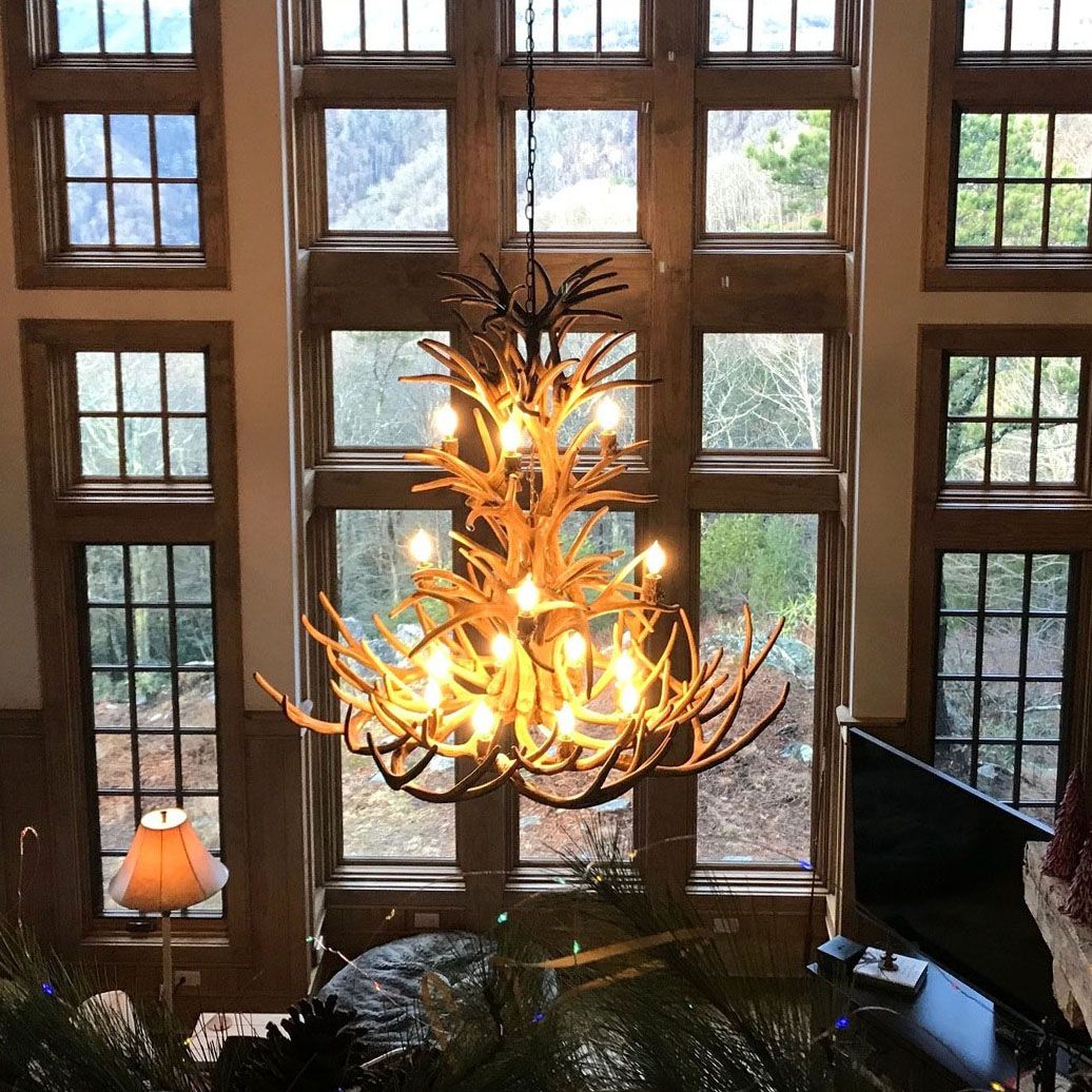 Resin Reproduction Antler 52"W Natural Brown Chandelier