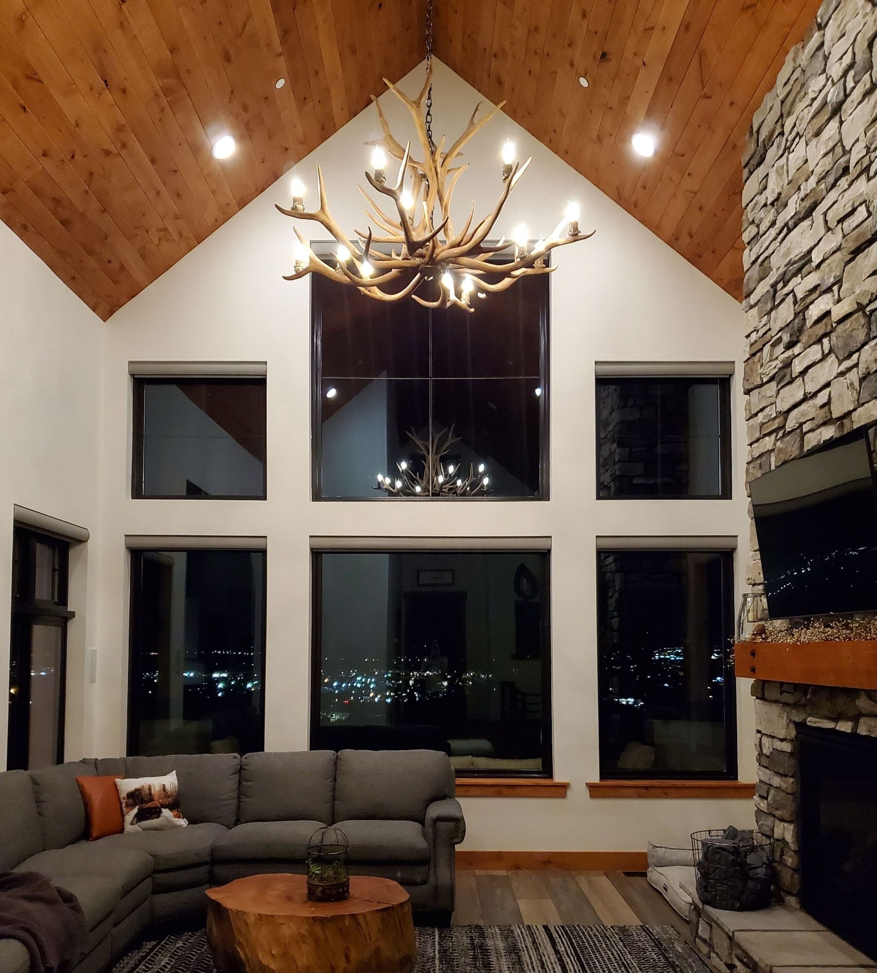 Resin Reproduction Antler 66"W Natural Brown Chandelier