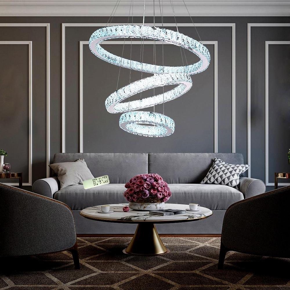 Geometrical Design Circle Chandelier Metal Crystal