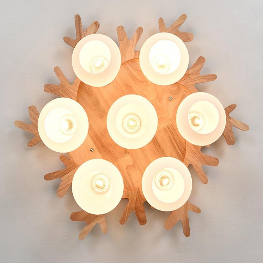Globes Cluster Bamboo Glass LED Flush Mount Ceiling