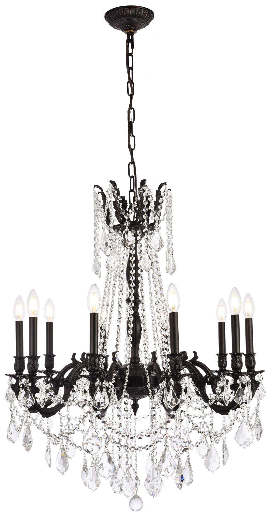 Rosalia 10-Light Dark Bronze Chandelier Clear