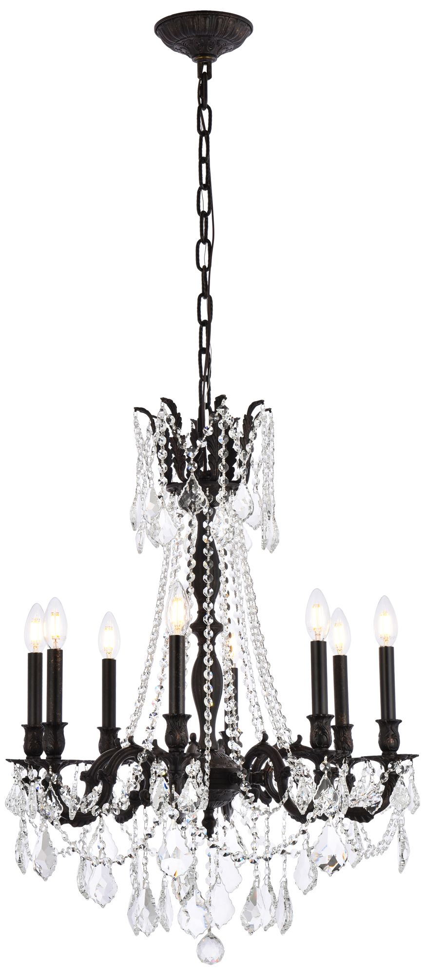 Rosalia 8-Light Dark Bronze Chandelier Clear