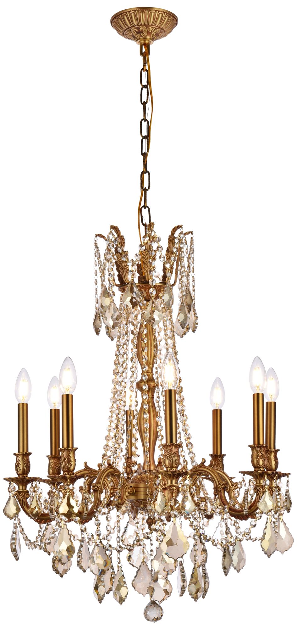 Rosalia 8-Light French Gold Chandelier Golden Teak