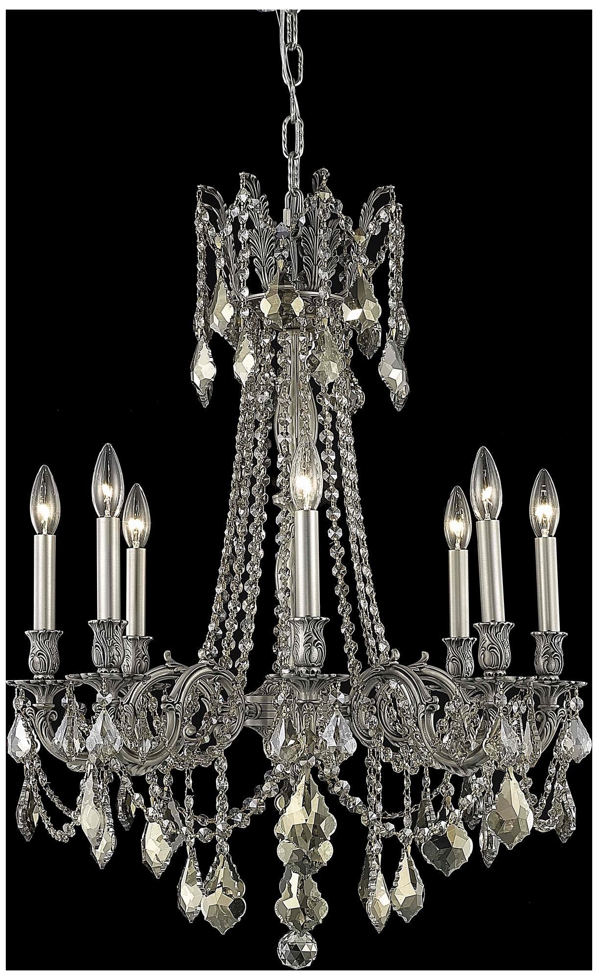 Rosalia 8-Light Pewter Chandelier Golden Teak