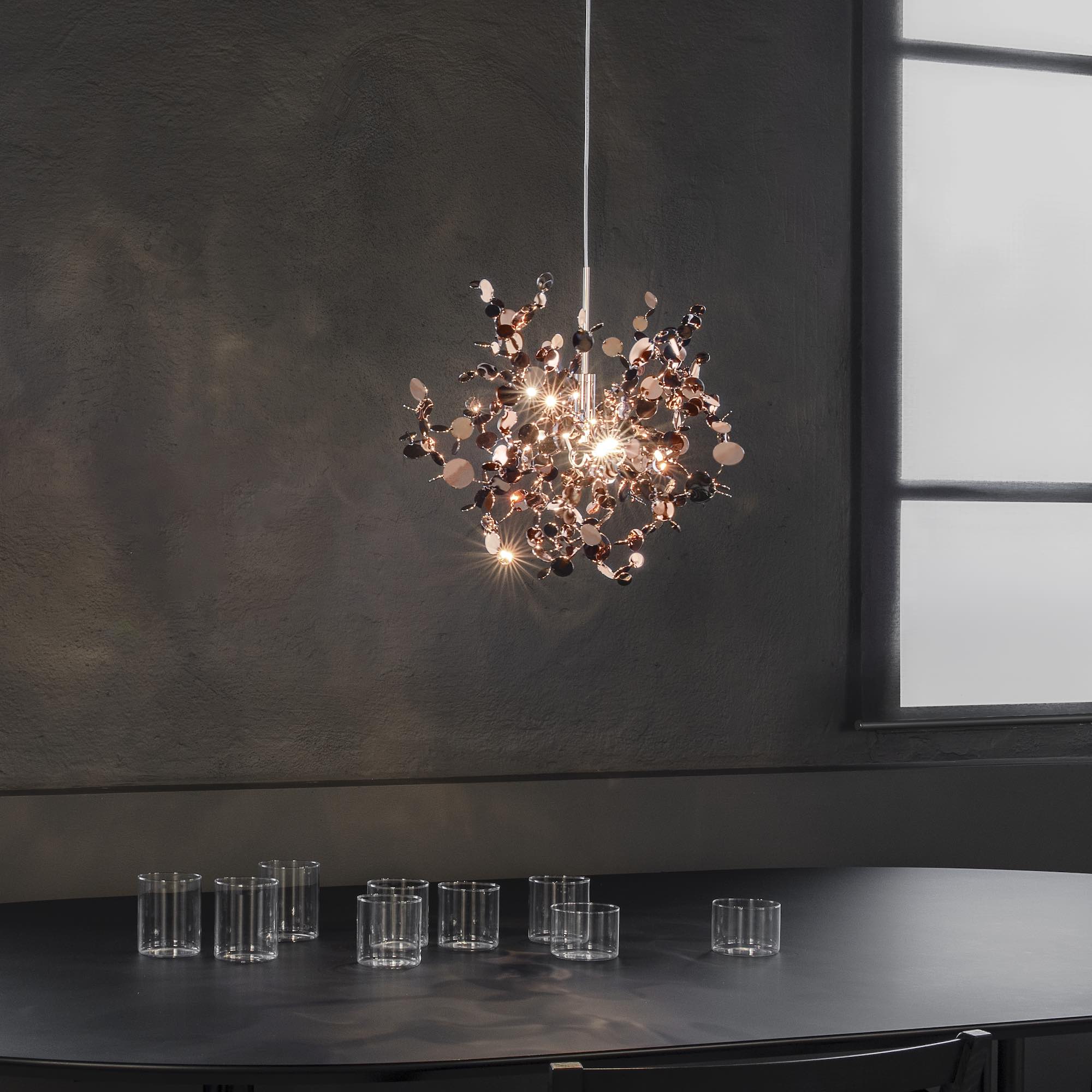 Italian Rose Gold Plated Designer Chandelier